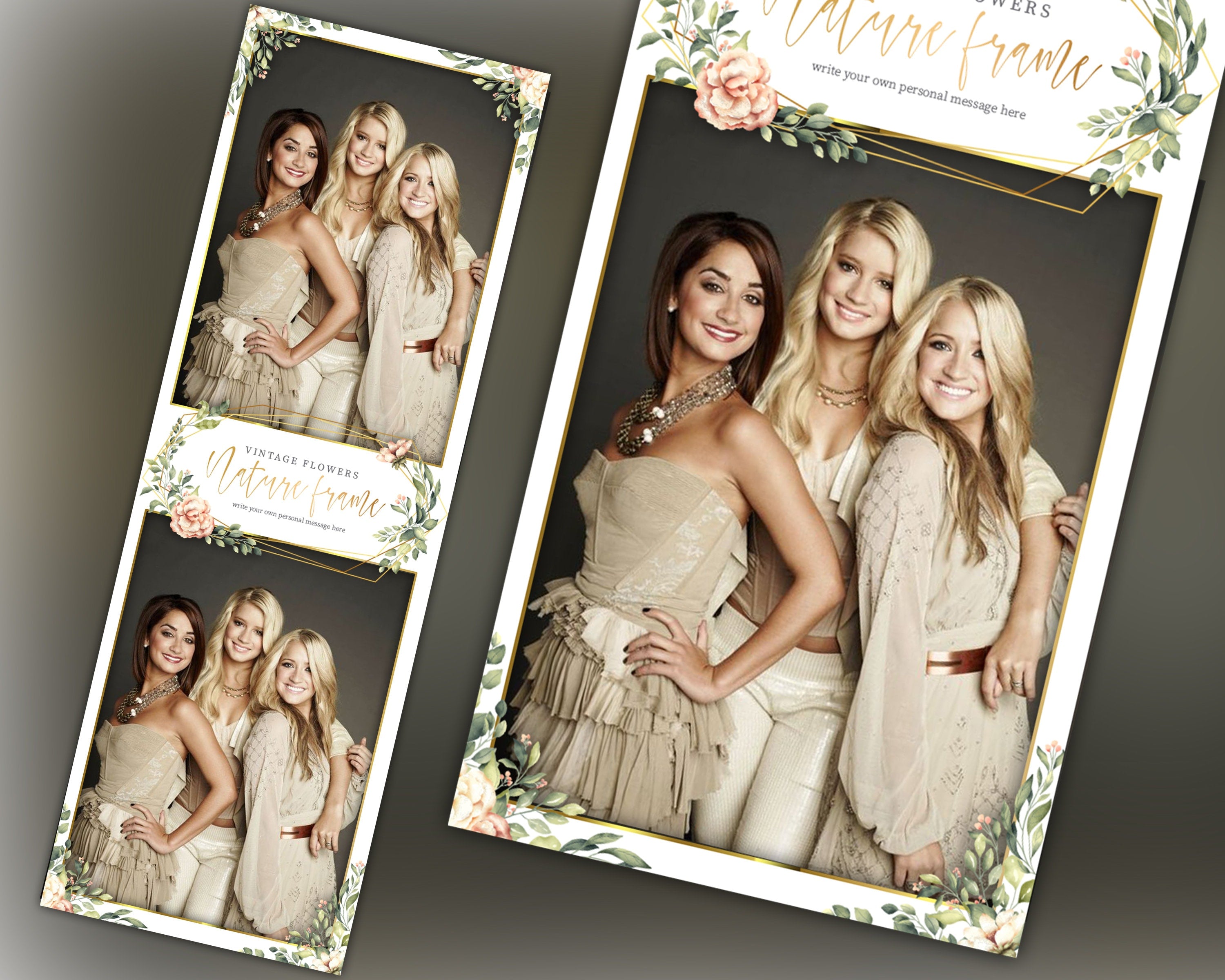 Photo Booth Template Wedding Bridal Shower Sweet 16 Floral Anniversary 2x6 Photobooth Template with psd png jpg and mockup