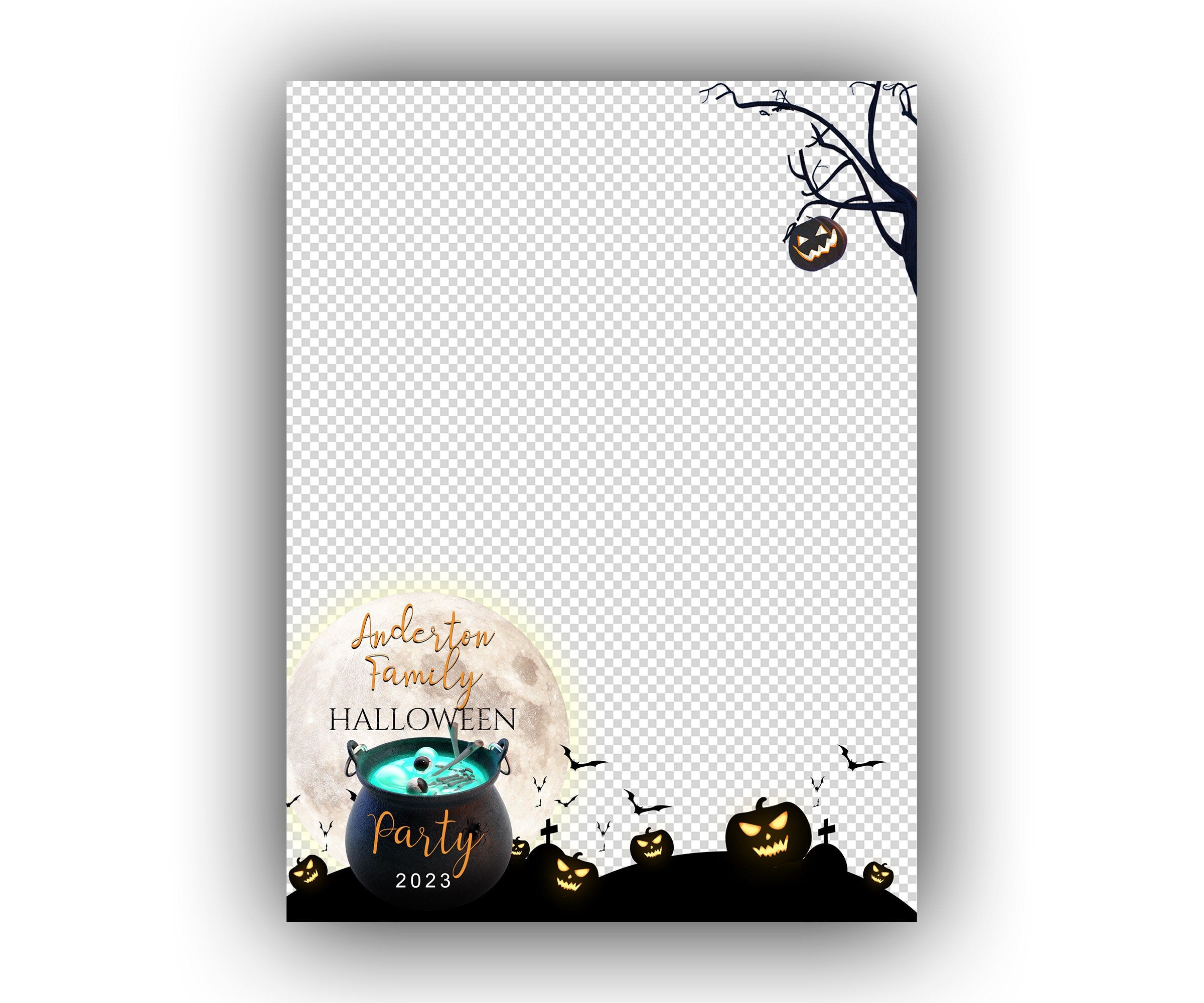 Halloween Photobooth Template Overlay Design Trick or Treat Party 2023 stylish halloween Photo booth Template
