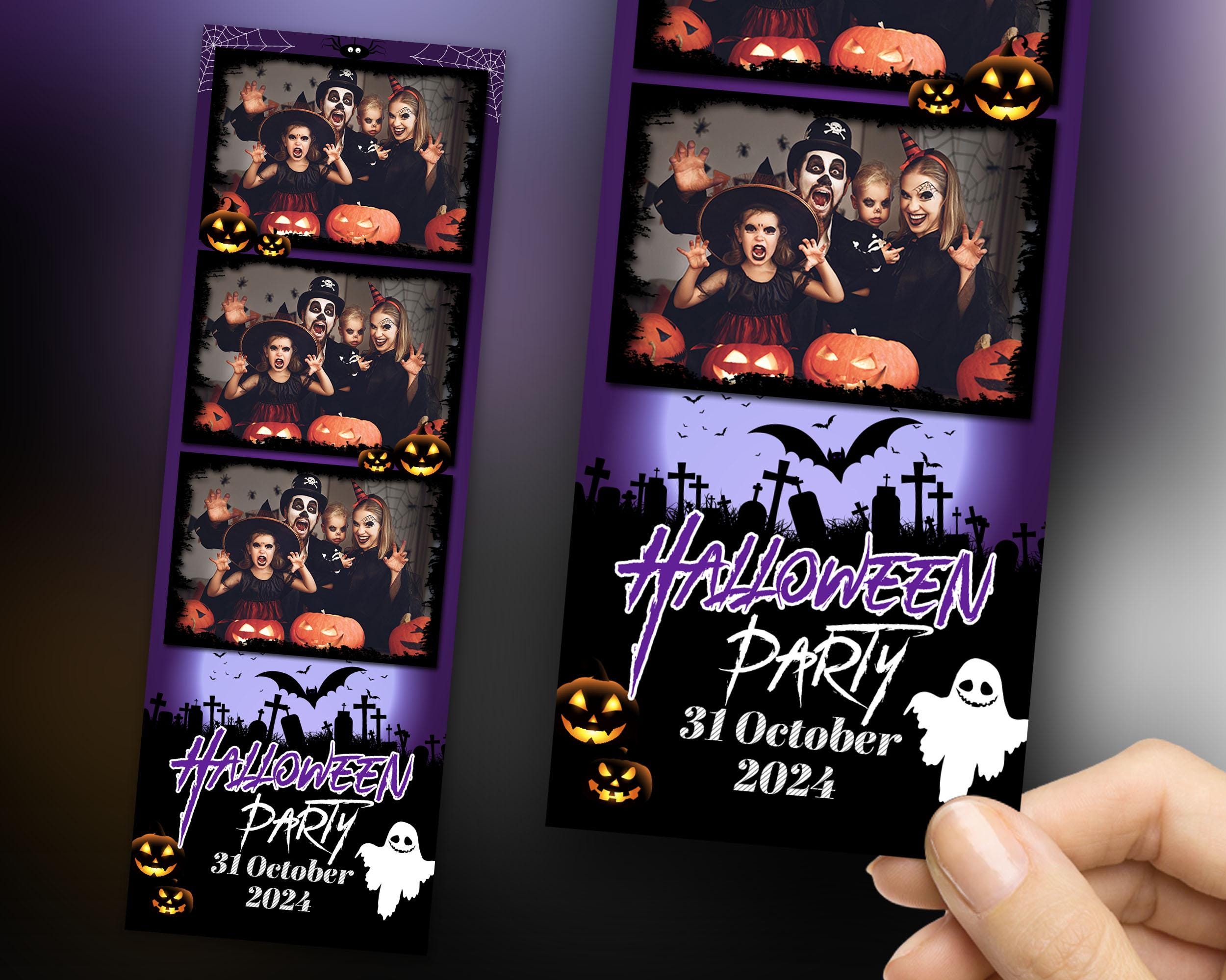 Halloween Photobooth Template 2x6 Strip 3 photo Trick or Treat Purple Halloween Photo Booth Template Pumpkin Scary Night TB199