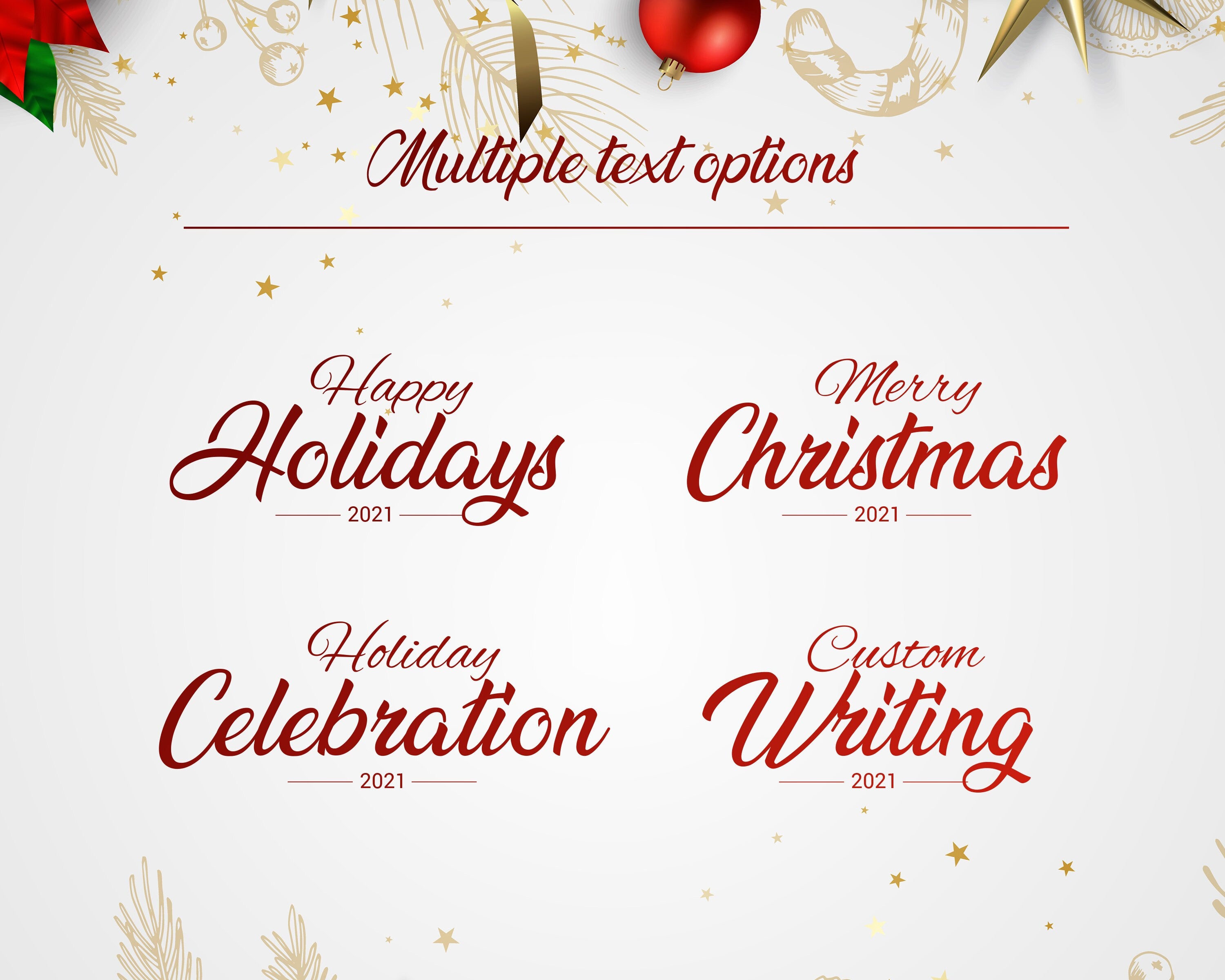 Christmas Photobooth Template, Merry Christmas and New Year, Poinsettia 2x6 Xmas Photobooth Template