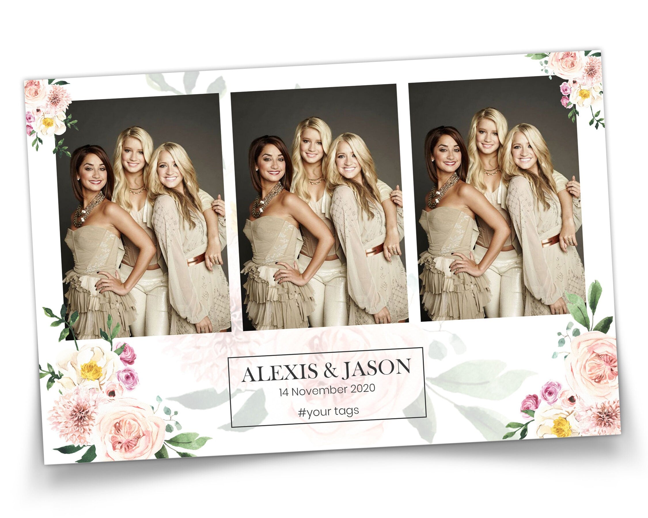 Wedding Photobooth Template, Floral Photobooth Template, 4x6 Wedding Photo booth Template, Sweet Sixteen, Sweet 16, Bridal Shower, With XBDR
