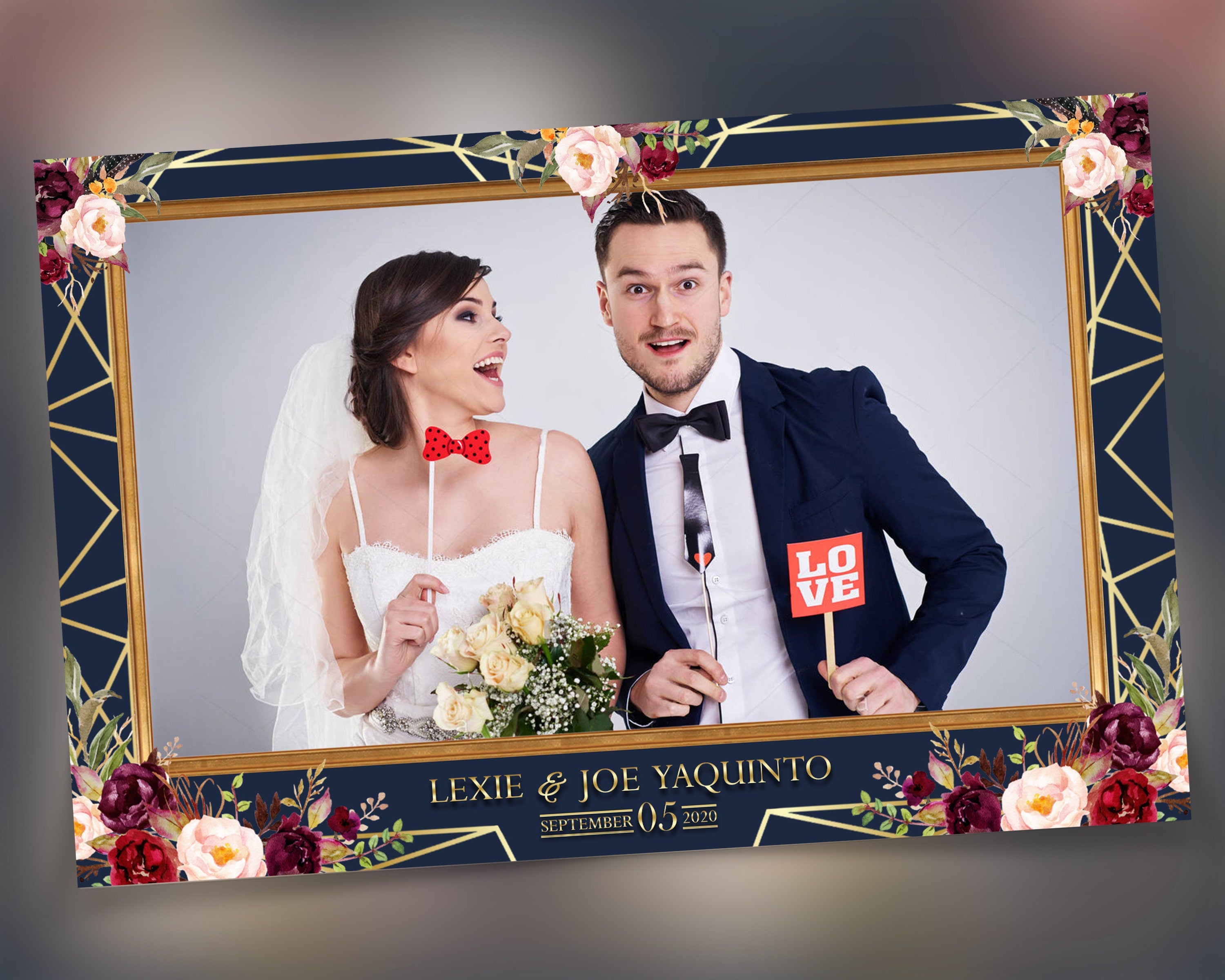 Wedding Bridal Shower Sweet 16 Floral Anniversary Photo Booth Template 2x6 Photobooth Template