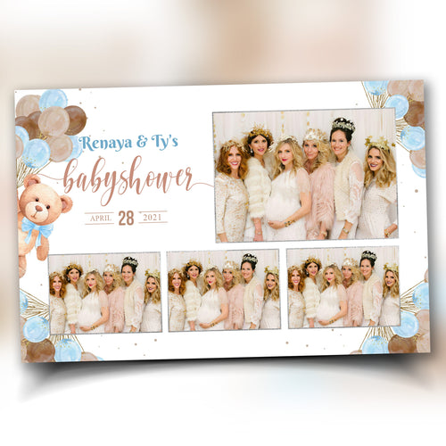Baby Shower Photo booth Template 4x6 Teddy Bear Babyshower it's a boy sky blue brown tan balloons 1st birthday Photobooth Template BS1 803