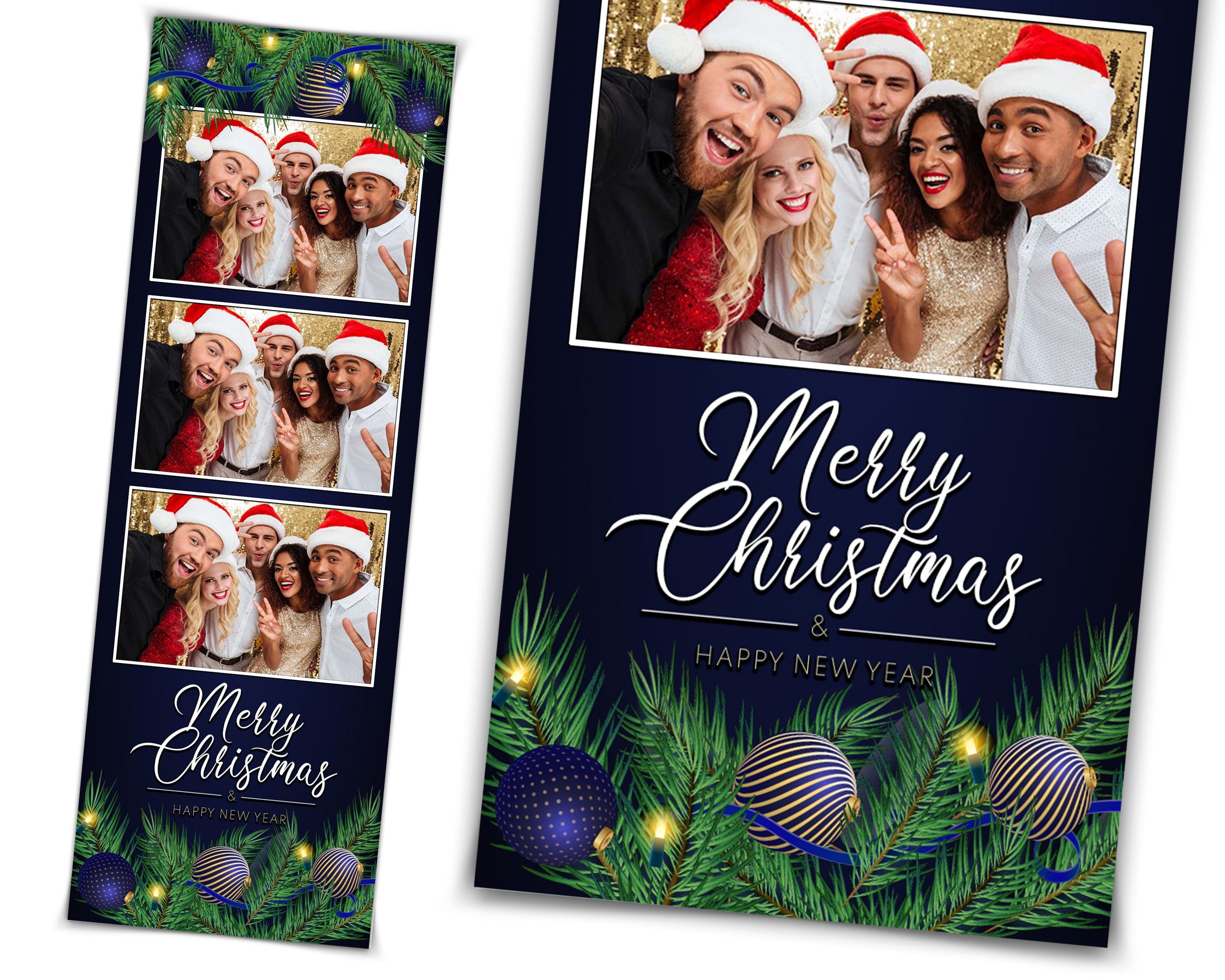 Christmas Holiday Xmas Photo Booth Template Merry Christmas and New Year Photobooth Template