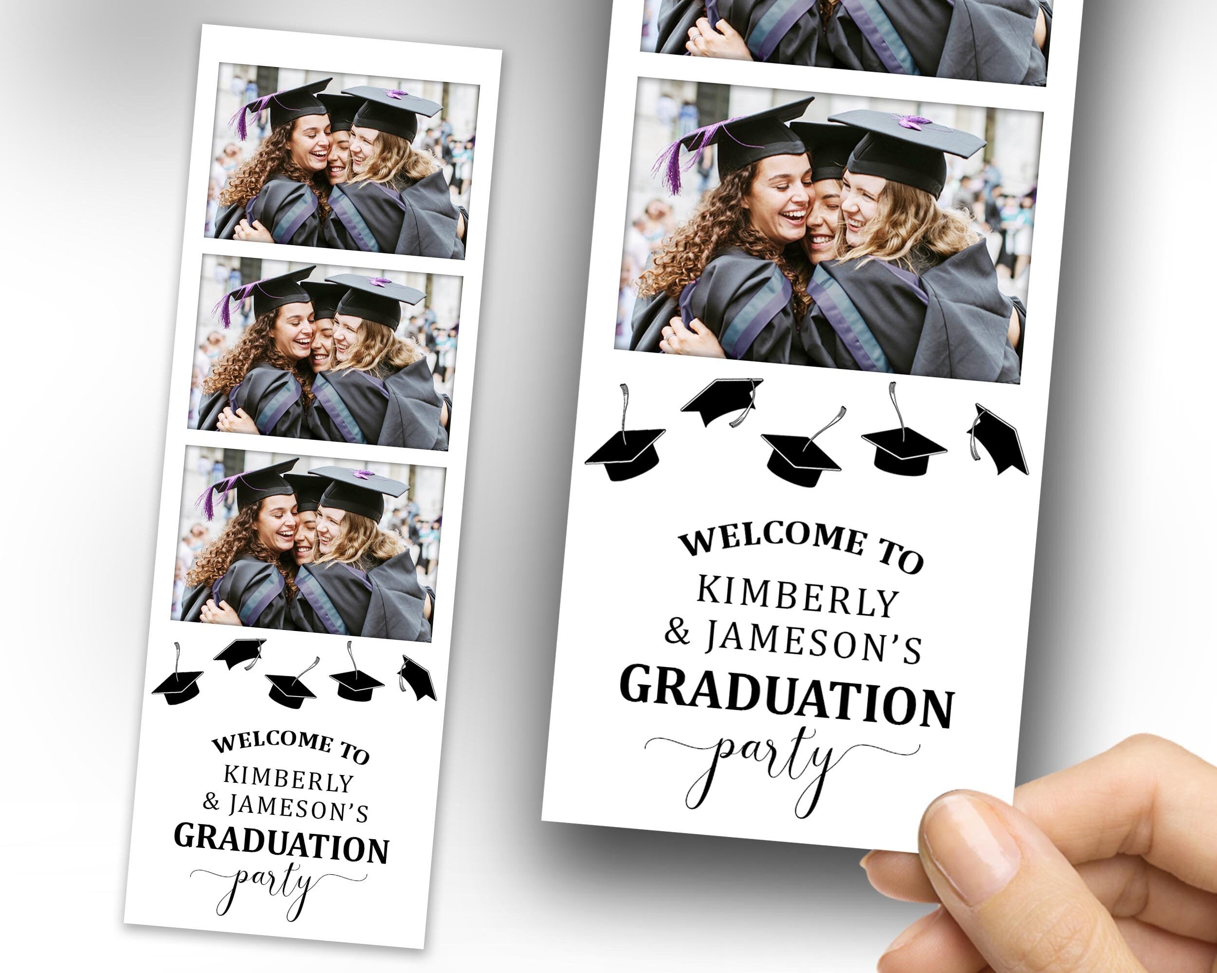 Graduation Photobooth Template Grad 2x6 stripe Class of 2024 Graduation Photo booth Template Text Editable 1072