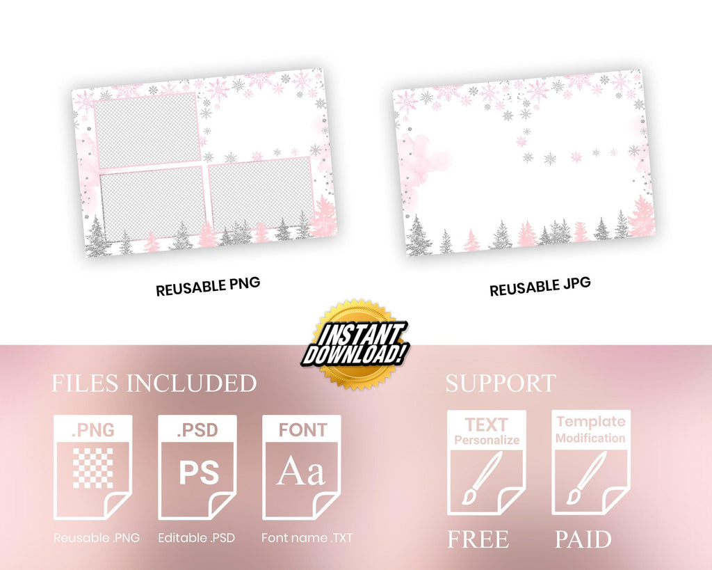 Baby Shower Photobooth Template, He or She, Snow Photobooth, Boy or Girl, Snowflake Be 1425