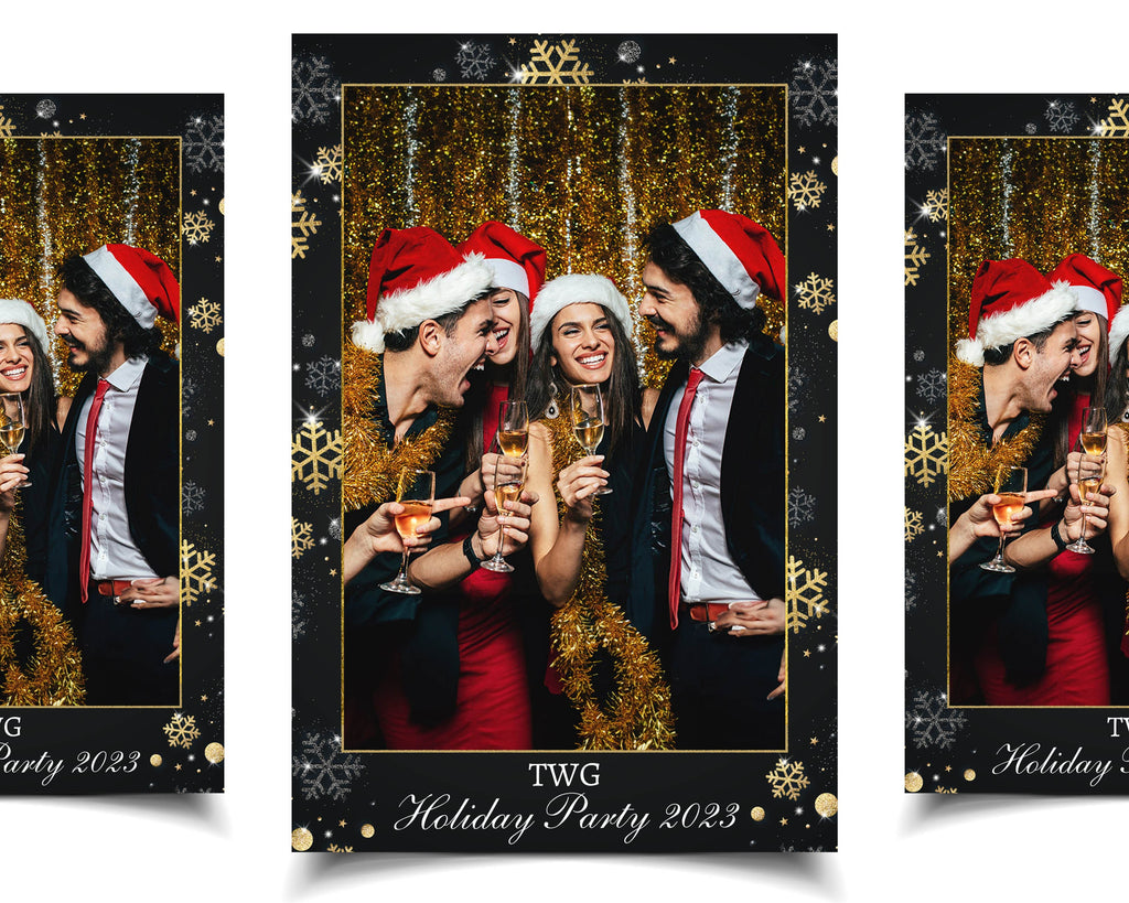 Christmas Photobooth Template Merry Christmas and New Year Winter Wonderland and Holiday Photobooth Template Gold Black Silver