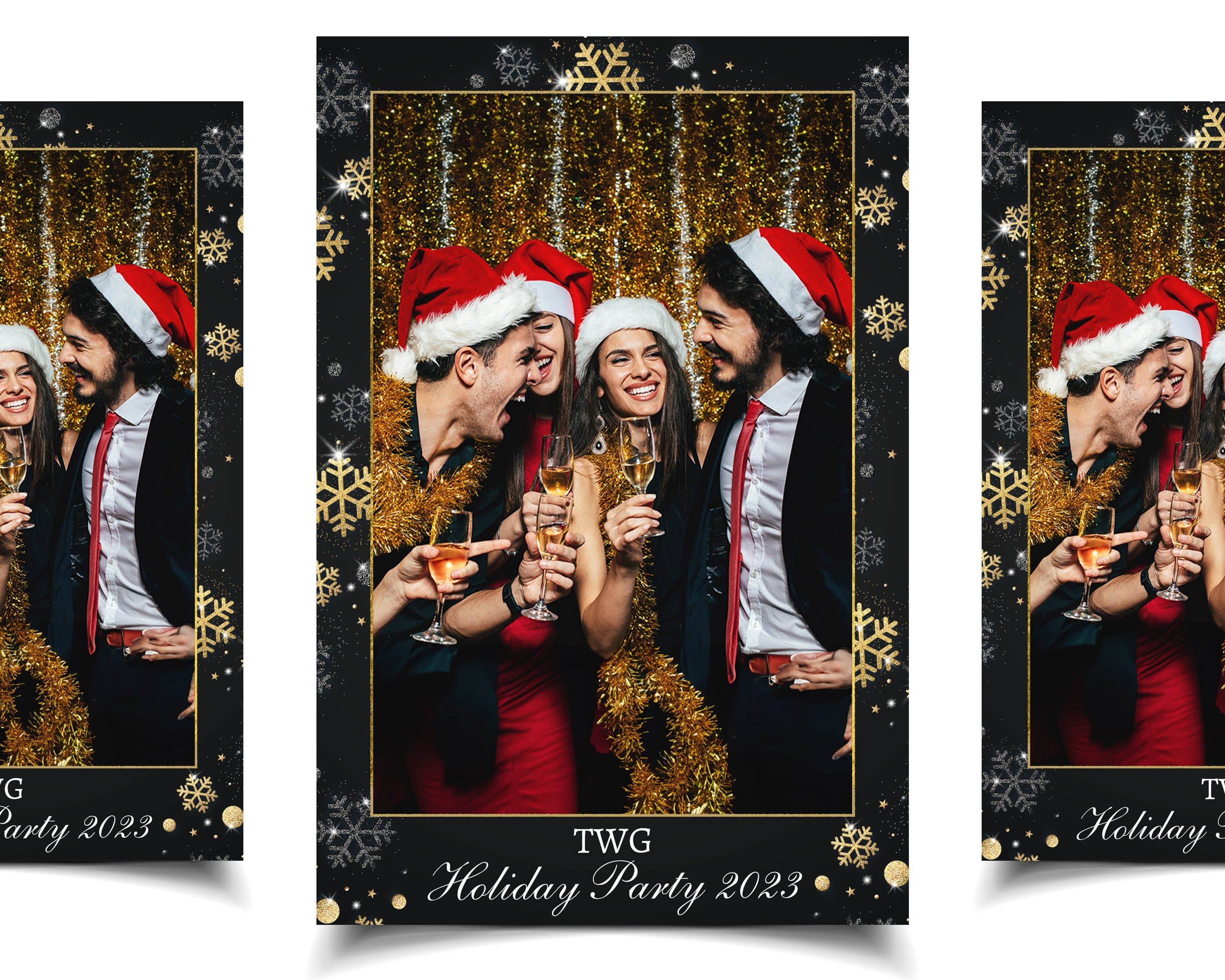 Christmas Photobooth Template Merry Christmas and New Year Winter Wonderland and Holiday Photobooth Template Gold Black Silver