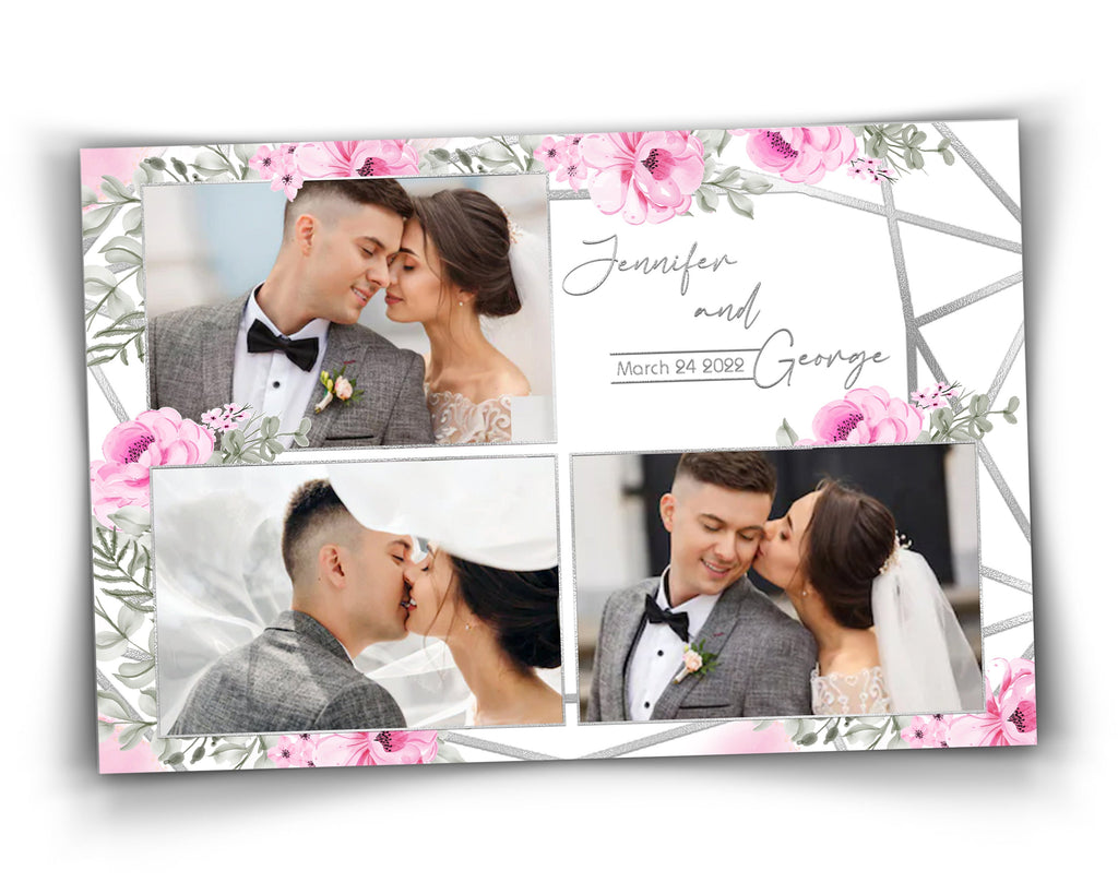 Wedding Photo Booth Template PINK Floral Photobooth Template, matte PINK and SILVER, Sweet Sixteen, Sweet 16, Bridal Shower