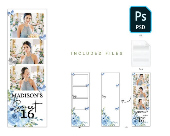 Birthday Photobooth Template, Sweet 16 Photobooth, Quinceañera, Bday, Quinceanera Photobooth, Mis Quince, XV Photo Booth, Butterfly 644