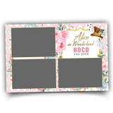 Alice in Wonderland Photo Booth Template pink floral golden text editable