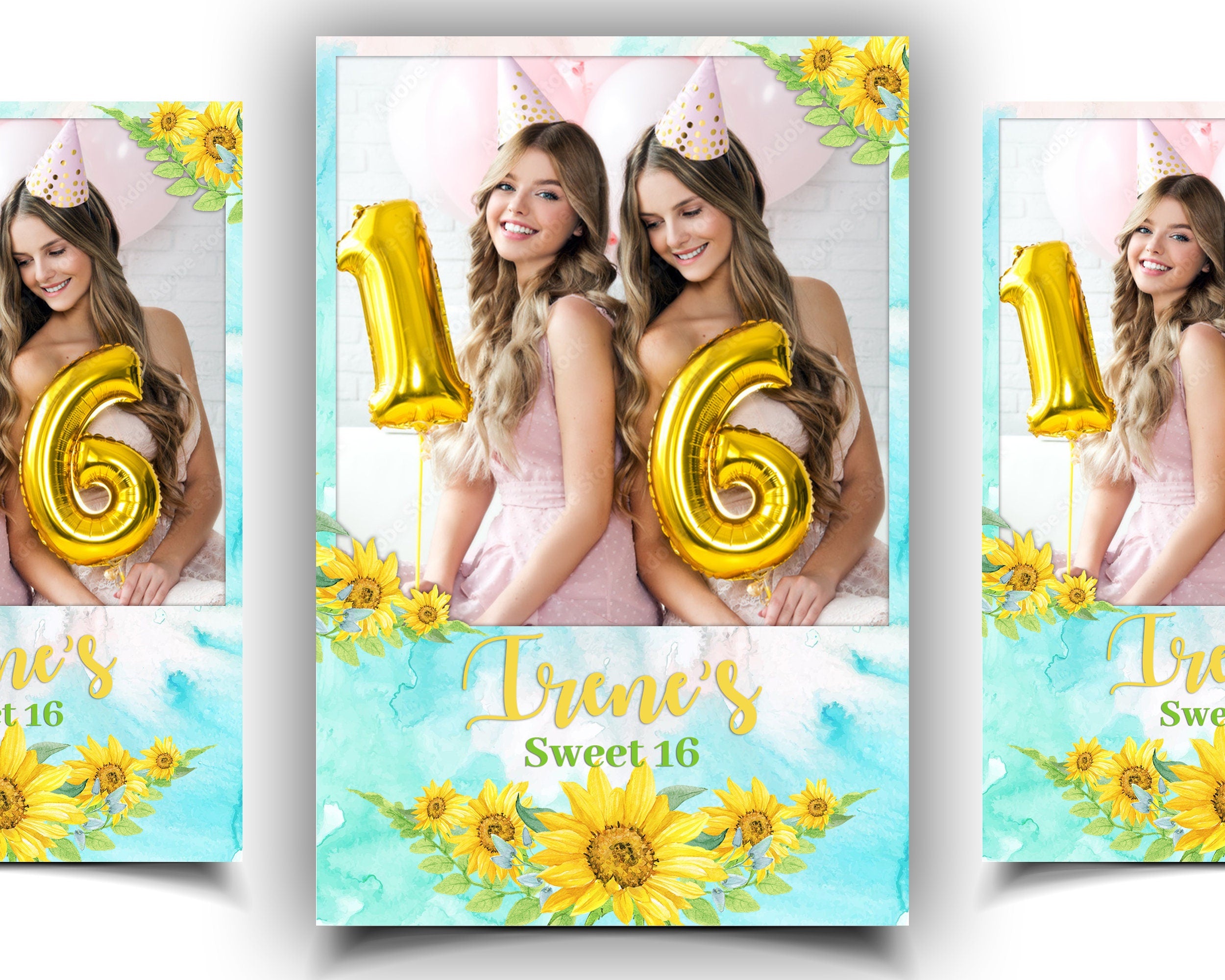 Sunflower Photo Booth Template, Sweet 16 Photobooth Template, Quinceanera, Mis Quince, Quince Photobooth, Birthday 633