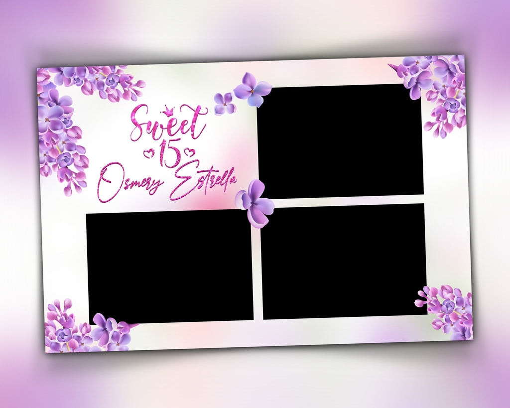 Photobooth Template Floral Bridal Wedding Quinceanera Sweet Sixteen 16 Birthday Photo Booth Template 4x6