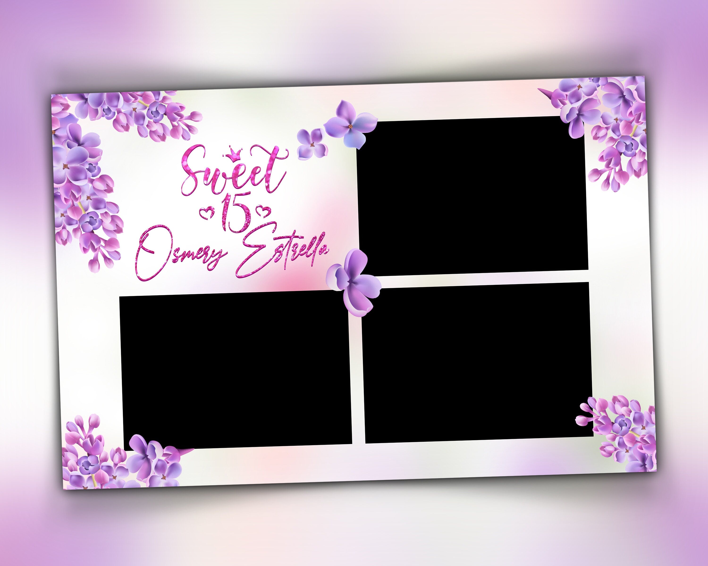 Photobooth Template Floral Bridal Wedding Quinceanera Sweet Sixteen 16 Birthday Photo Booth Template 4x6