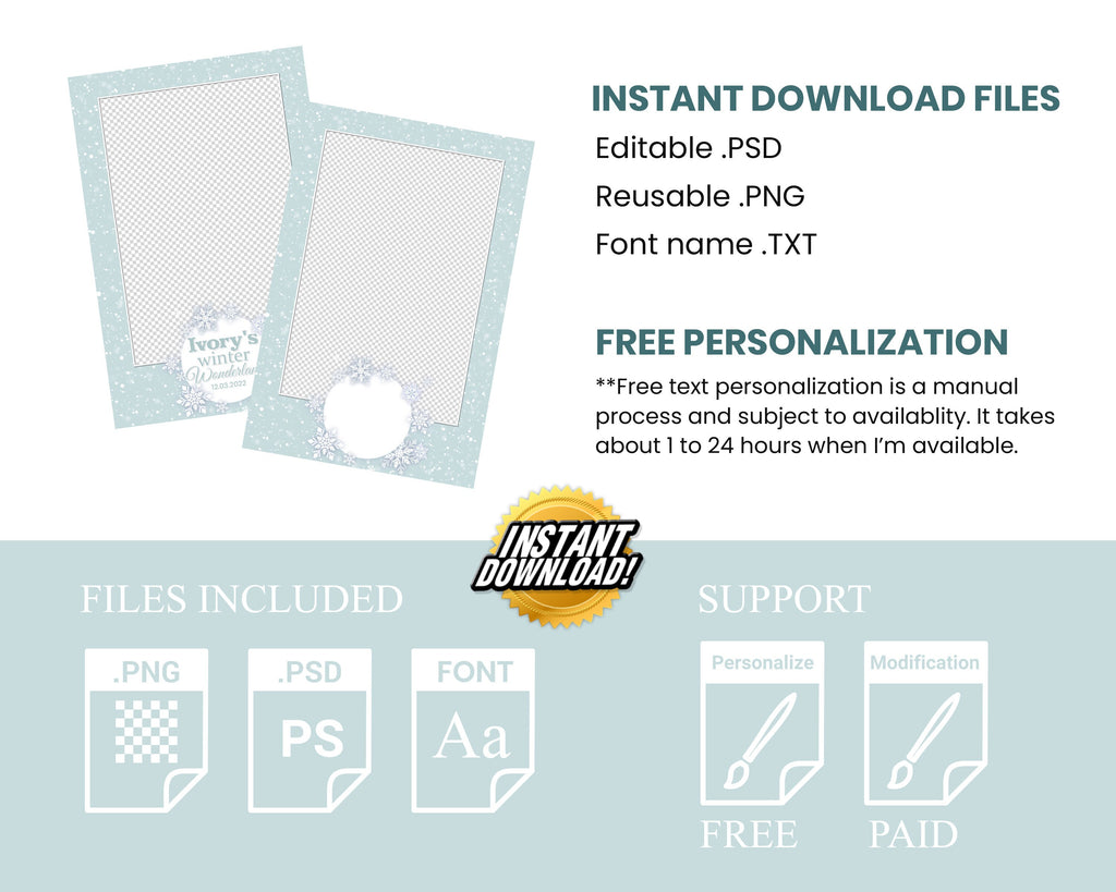 Photo Booth Template, Winter Wonderland, Winter Carnival 2021 4x6 Single photo