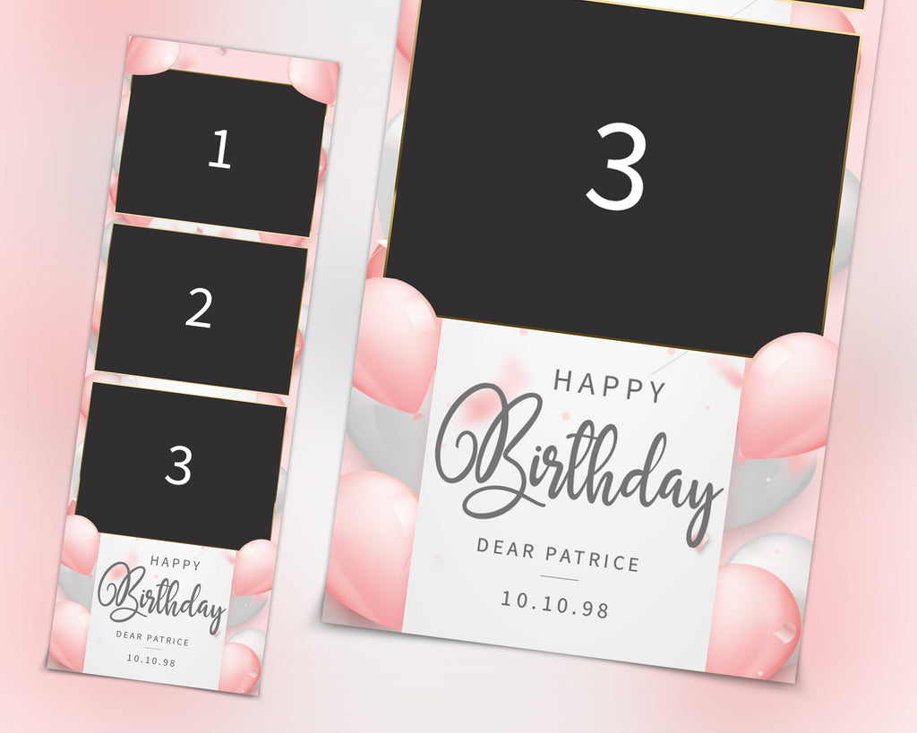 Photobooth Template Birthday Party Pink Glitter 2x6 Birthday photobooth template photo booth stripe png, psd, xbdr