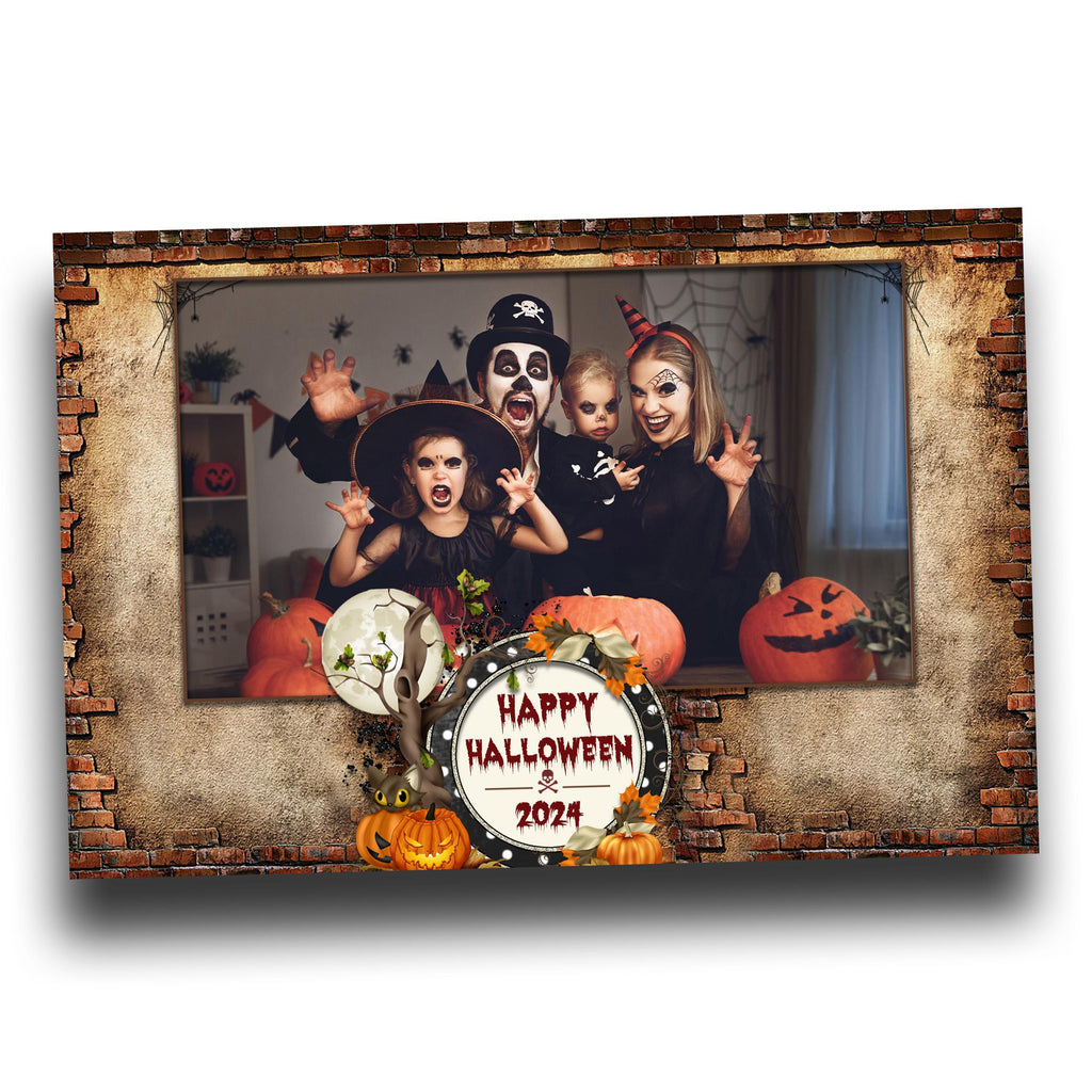 Halloween Photobooth Template 4x6 Landscape Single Photo Pumpkin Scary Trick or Treat Photo Booth Template Brick Rustic theme TB55