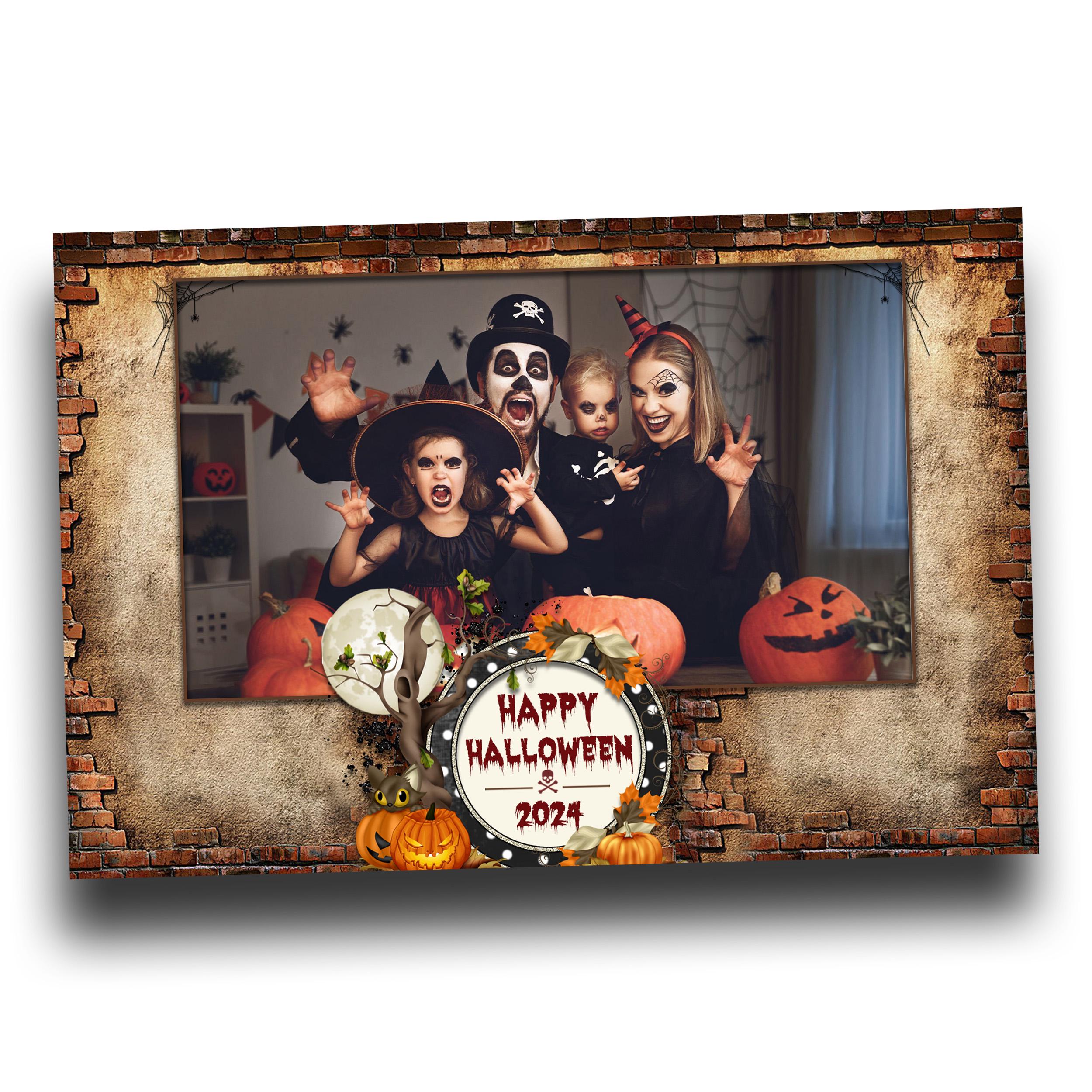 Halloween Photobooth Template 4x6 Landscape Single Photo Pumpkin Scary Trick or Treat Photo Booth Template Brick Rustic theme TB55