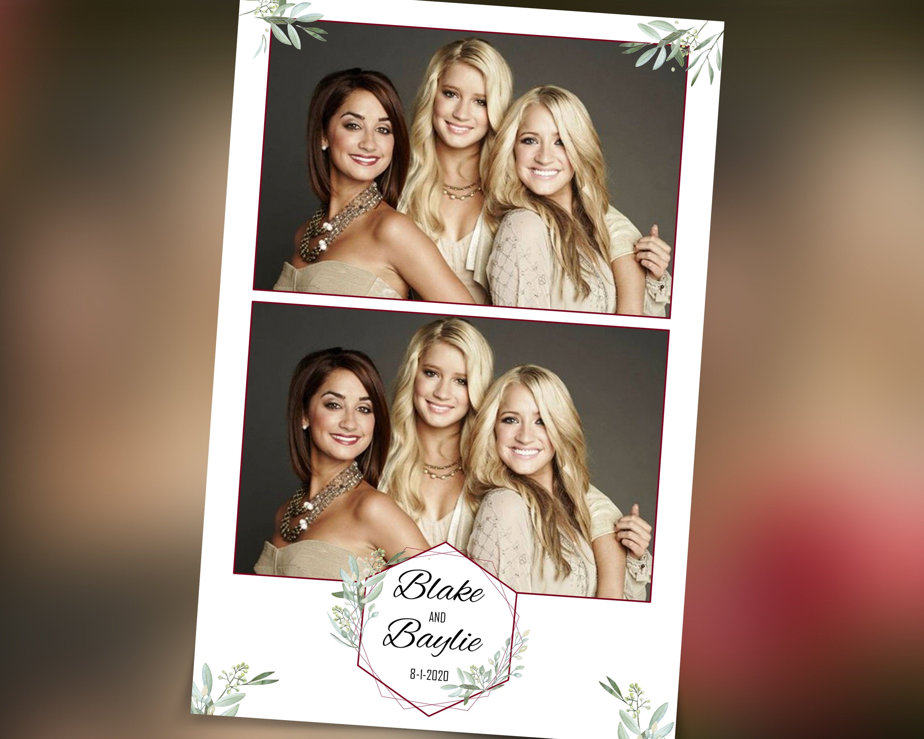 Wedding Bridal Shower Sweet 16 Floral Anniversary Photo Booth Template 4x6 Photobooth Template with xbdr psd png jpg and mockup