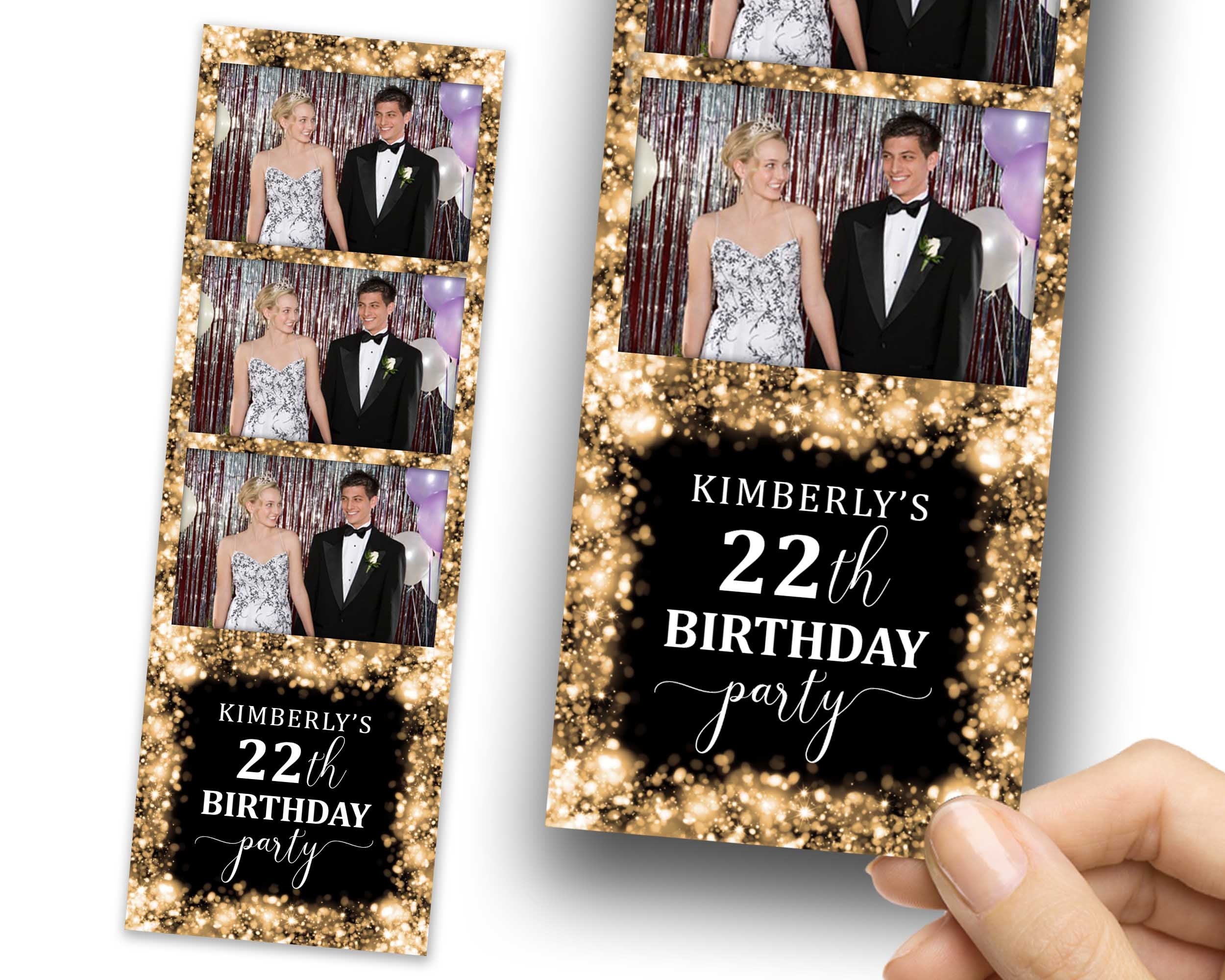 Birthday Sweet Sixteen Photobooth Template in Blue rose golden Sweet 16, Quinceanera, Wedding Photo Booth Template 4x6