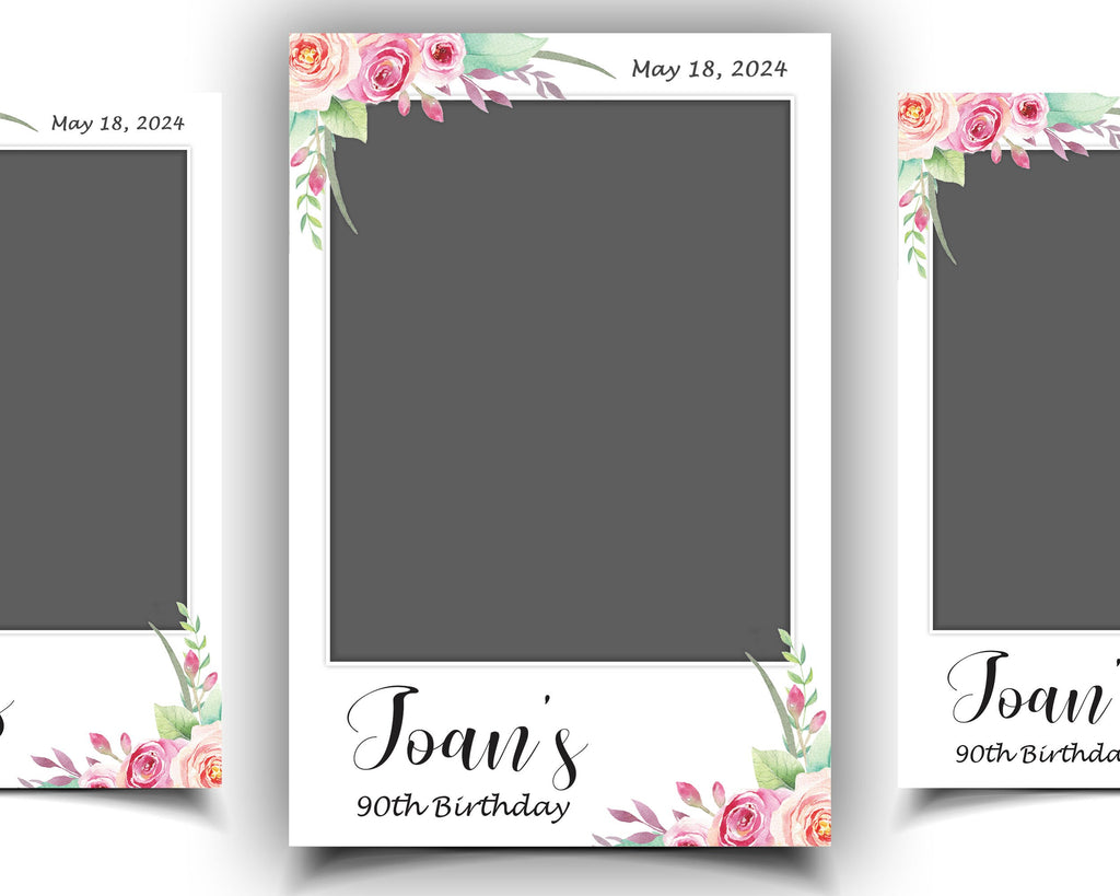 Birthday Wedding Anniversary Photo Booth Template Floral Photobooth Template Sweet 16 Bridal Shower 203