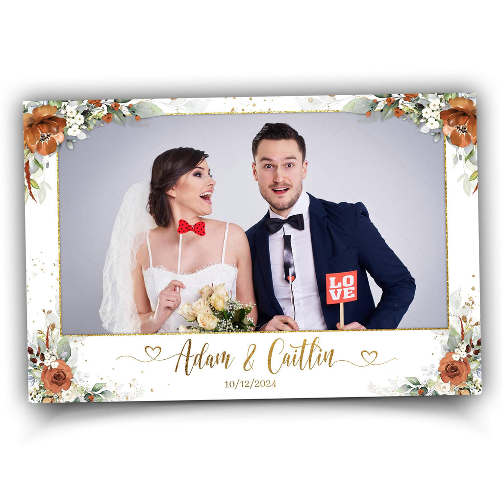 Burnt Orange Wedding Anniversary Photobooth Template Greenery Terracotta Floral Photo Booth Flower 1056