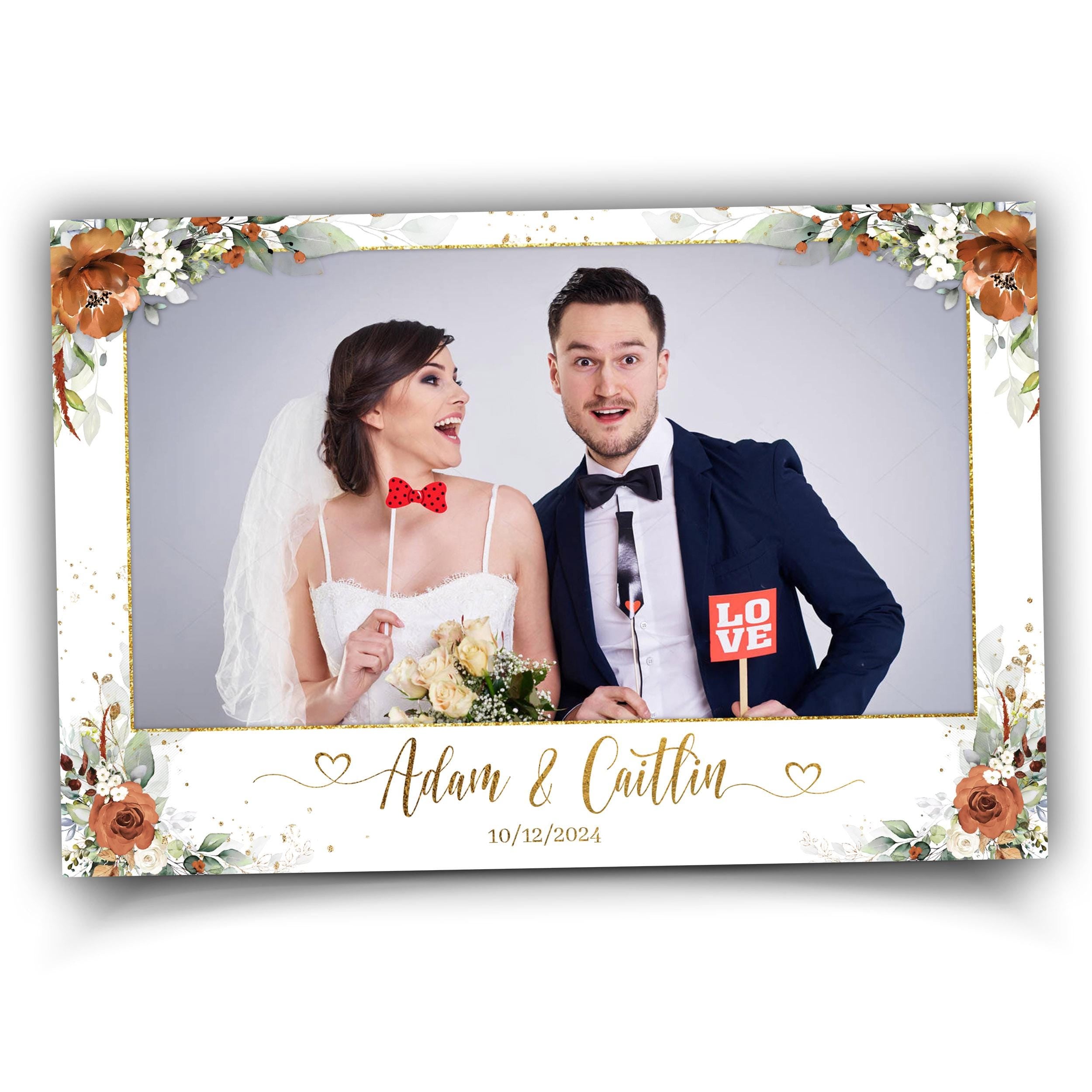 Burnt Orange Wedding Anniversary Photobooth Template Greenery Terracotta Floral Photo Booth Flower 1056