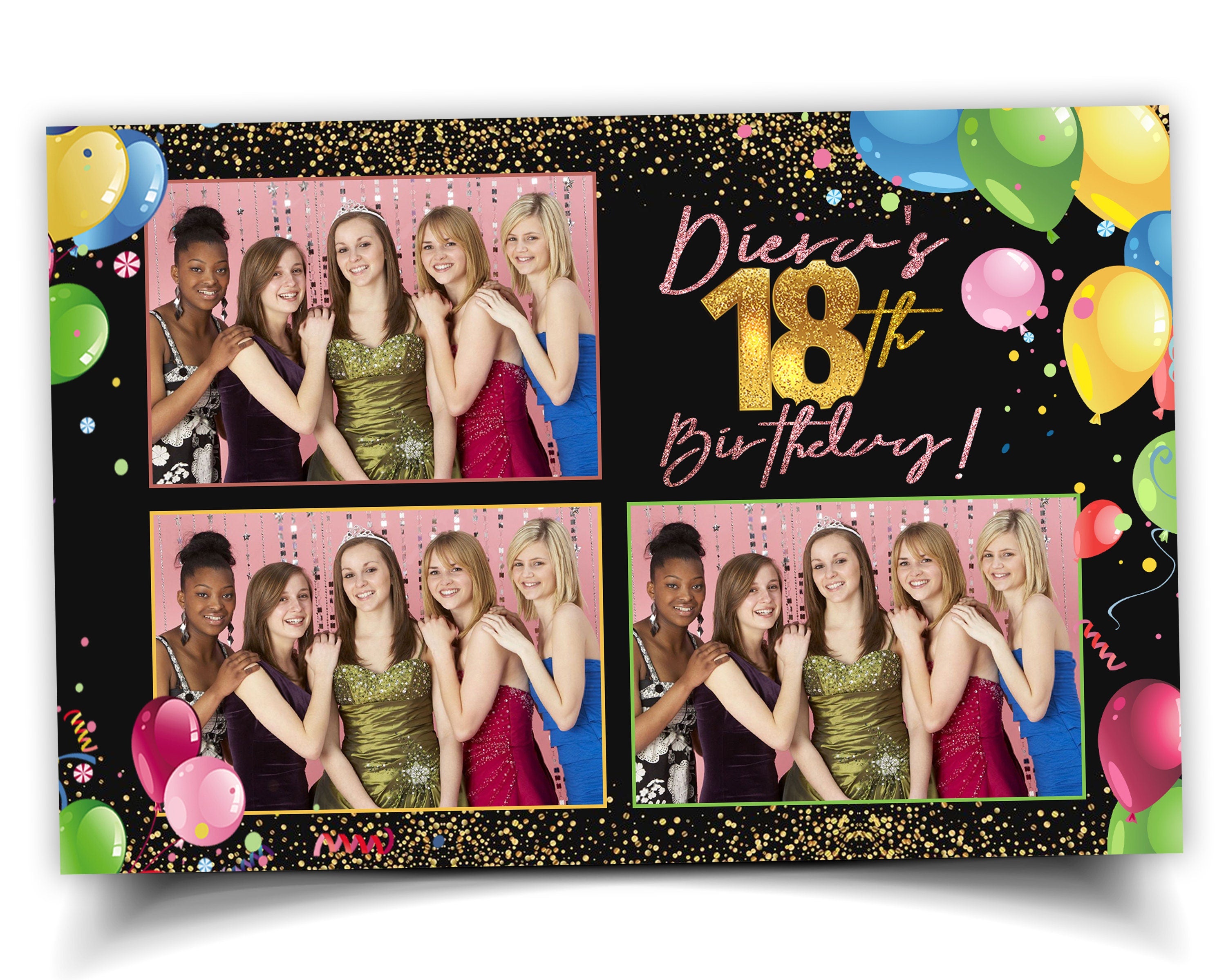 Colorful Birthday Balloons Sweet 16 Photobooth Template Quinceañera Photo Booth Quinceanera party