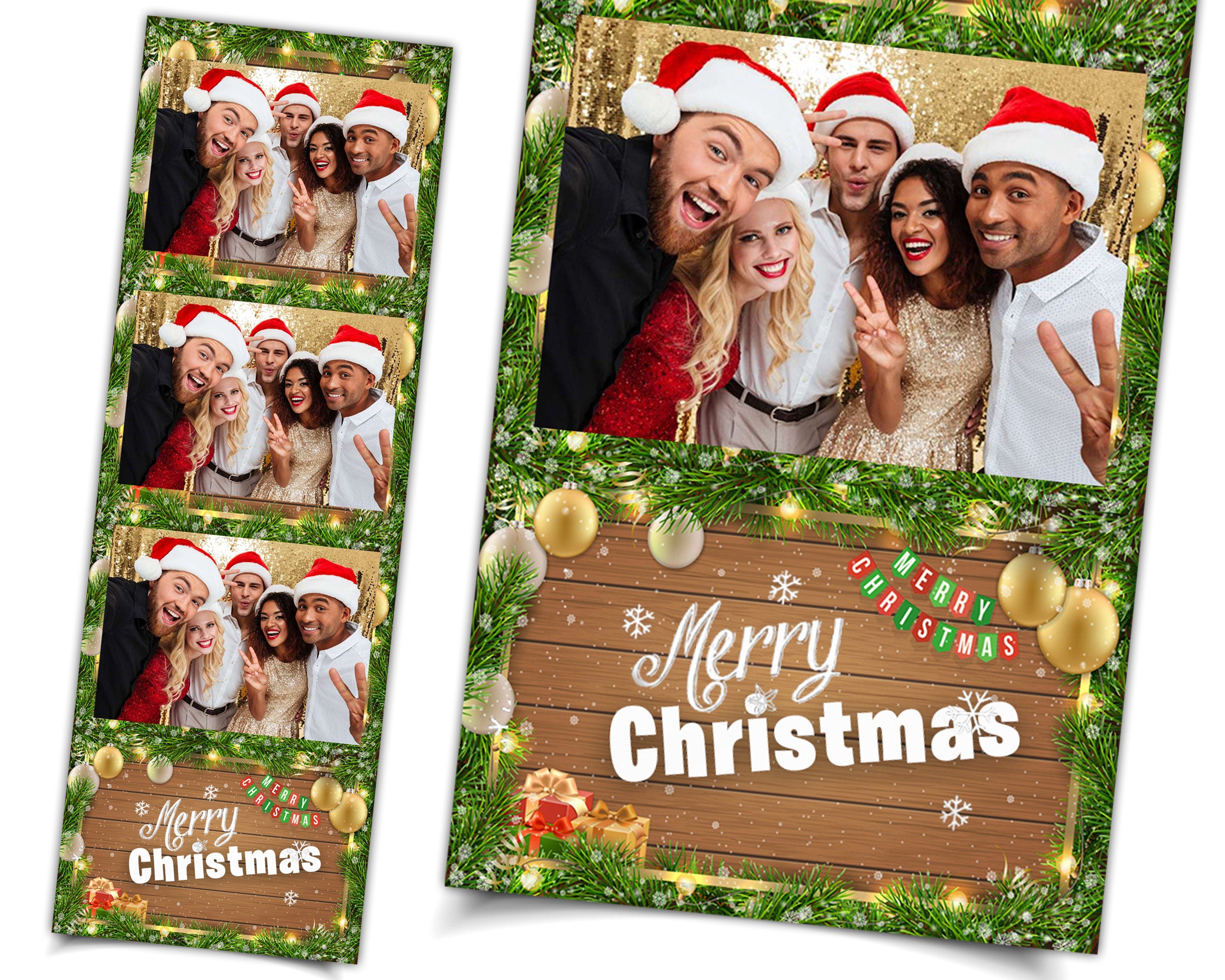 Christmas Photo Booth Template, Merry Christmas and New Year 2021, 2x6 Xmas Photobooth Template