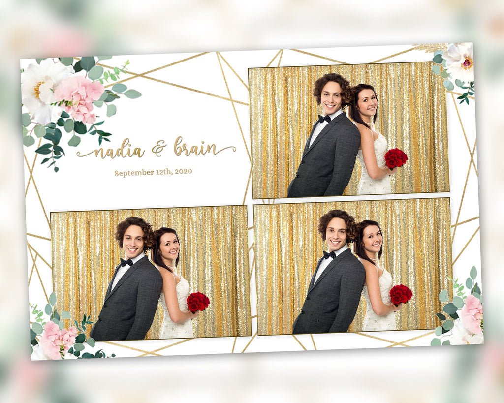 Wedding Photobooth Template, Floral Photobooth Template, 4x6 Wedding Photo booth Template, Sweet Sixteen, Sweet 16, Bridal Shower, With XBDR