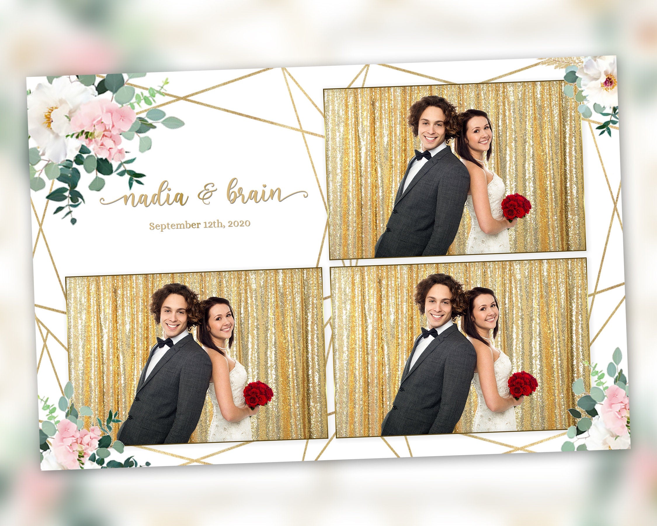 Wedding Photobooth Template, Floral Photobooth Template, 4x6 Wedding Photo booth Template, Sweet Sixteen, Sweet 16, Bridal Shower, With XBDR