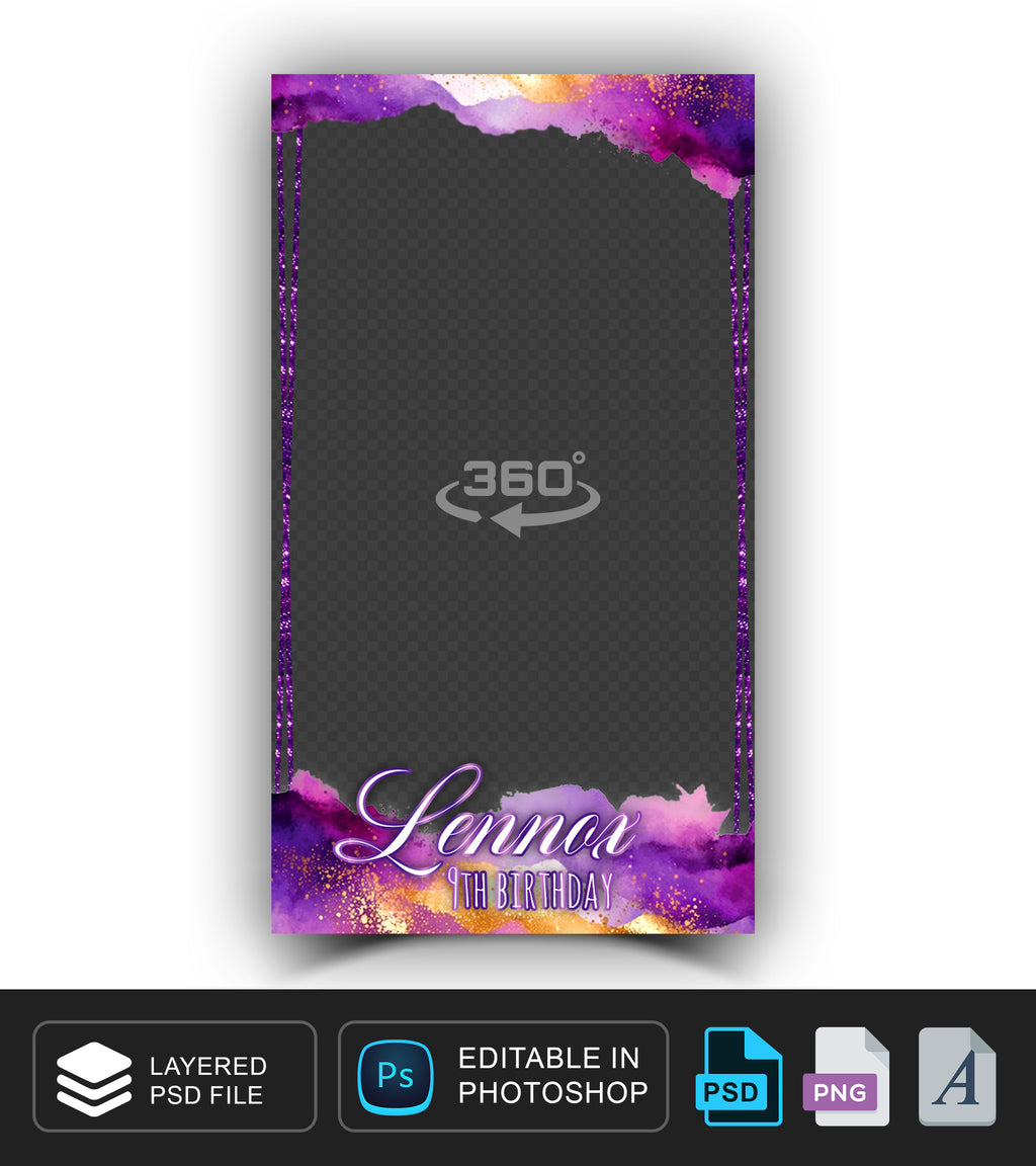 360 overlay, photobooth template for Birthday