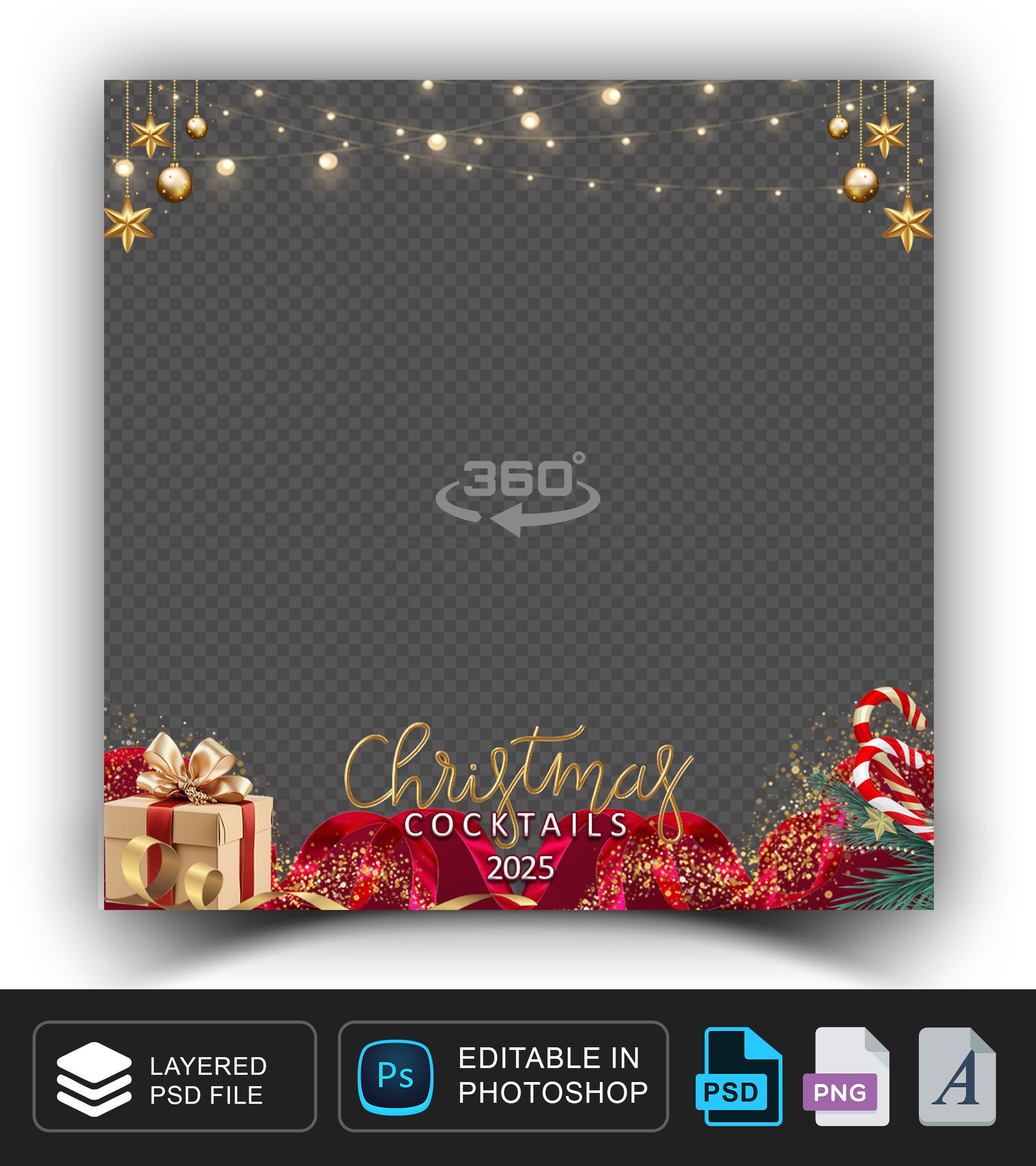 360 overlay, photobooth template for christmas