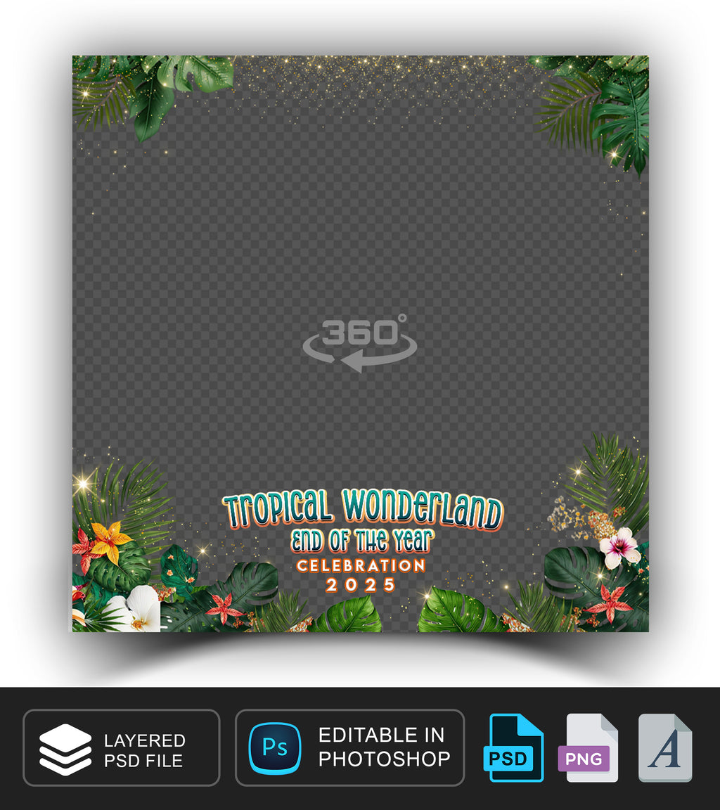 360 overlay, photobooth template, tropical theme