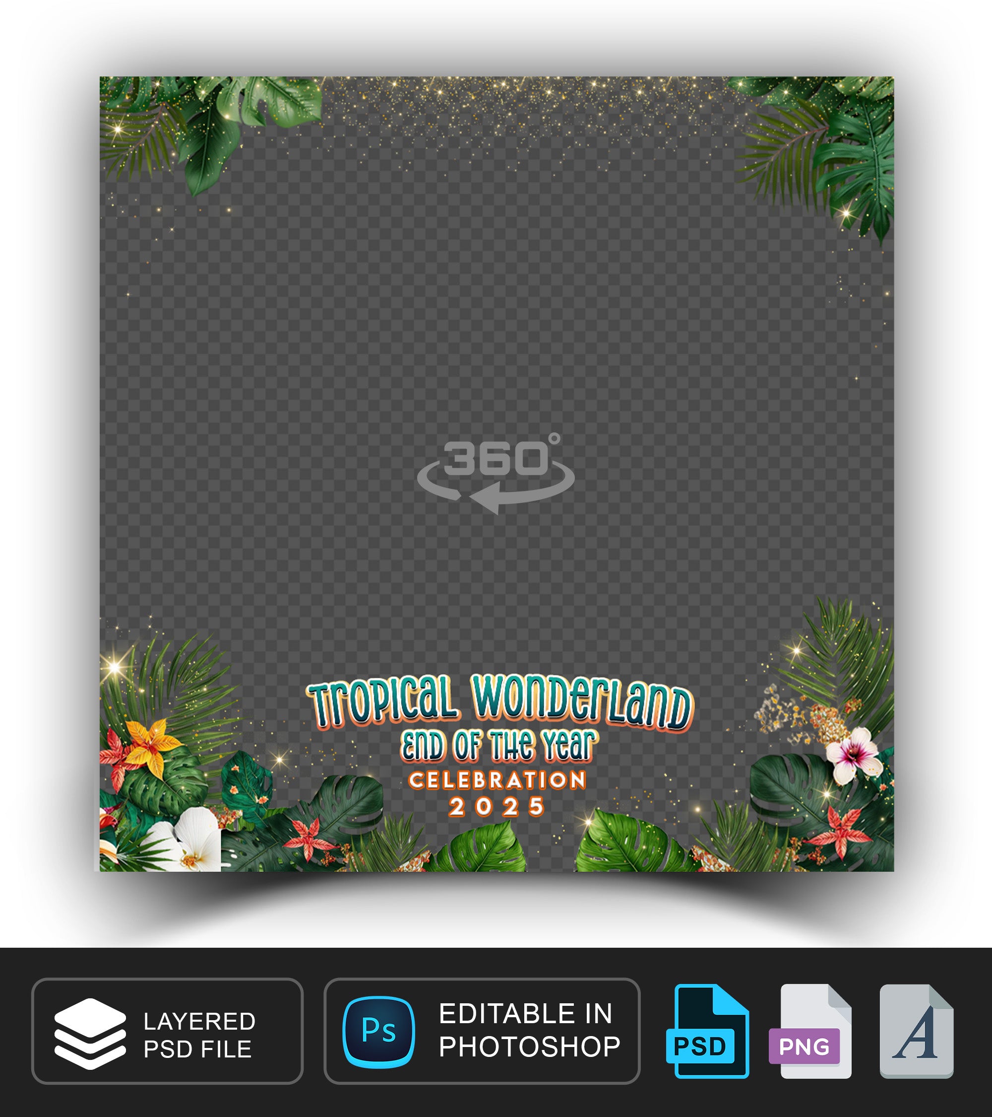 360 overlay, photobooth template, tropical theme