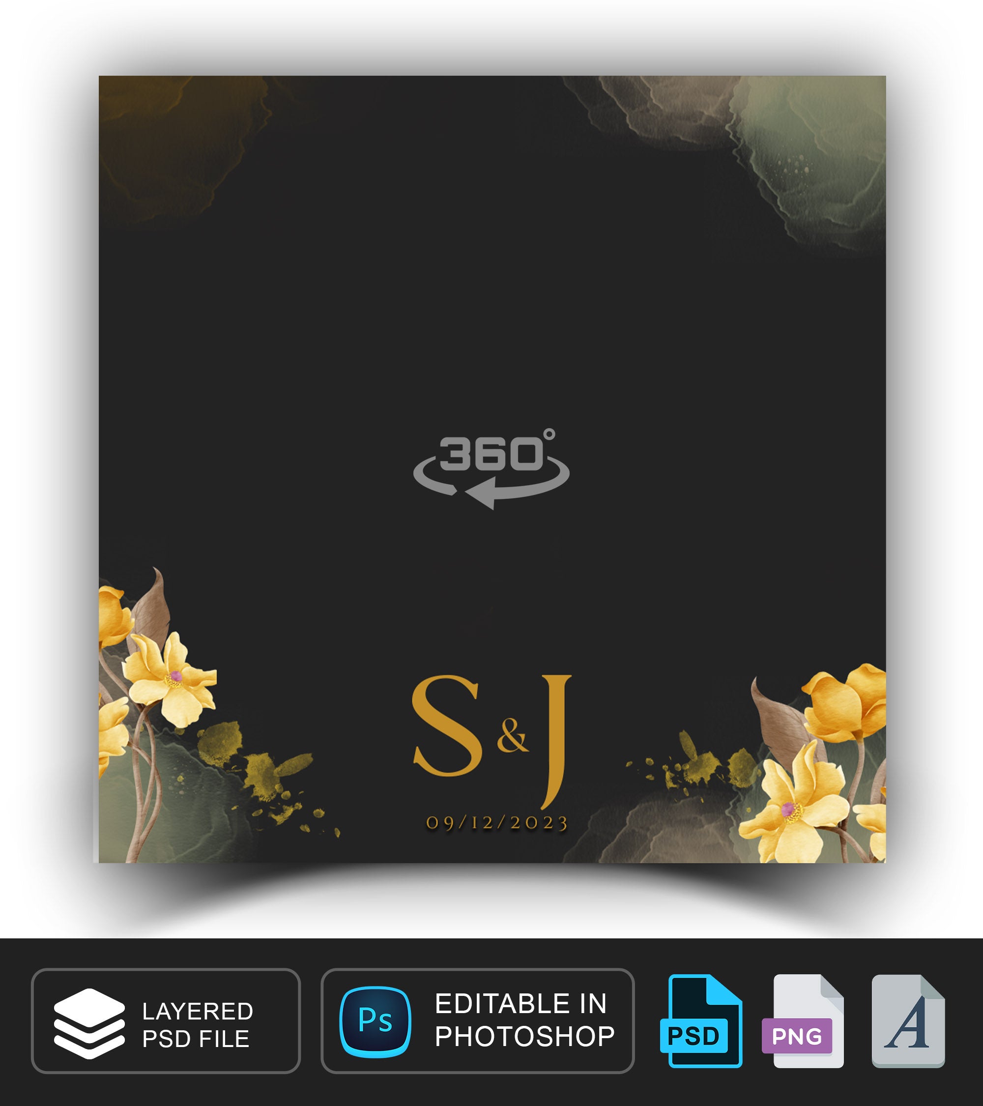 360 overlay, photobooth template for Wedding