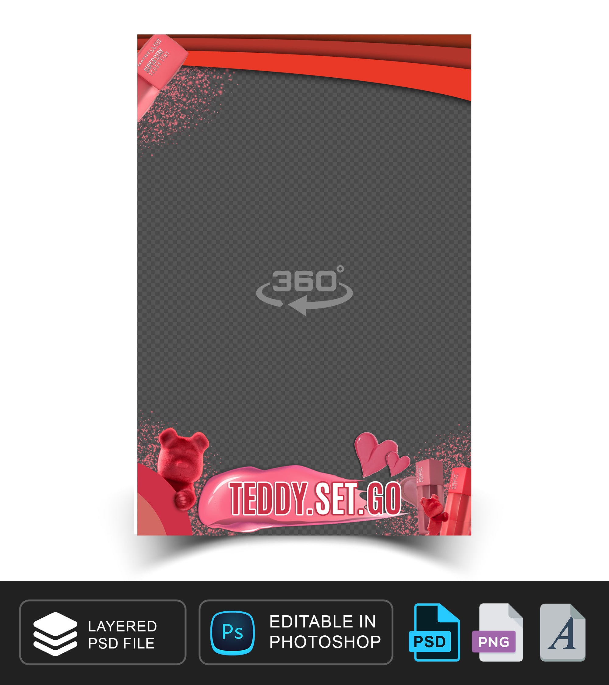360 overlay, photobooth template for Teddy themed Birthday party