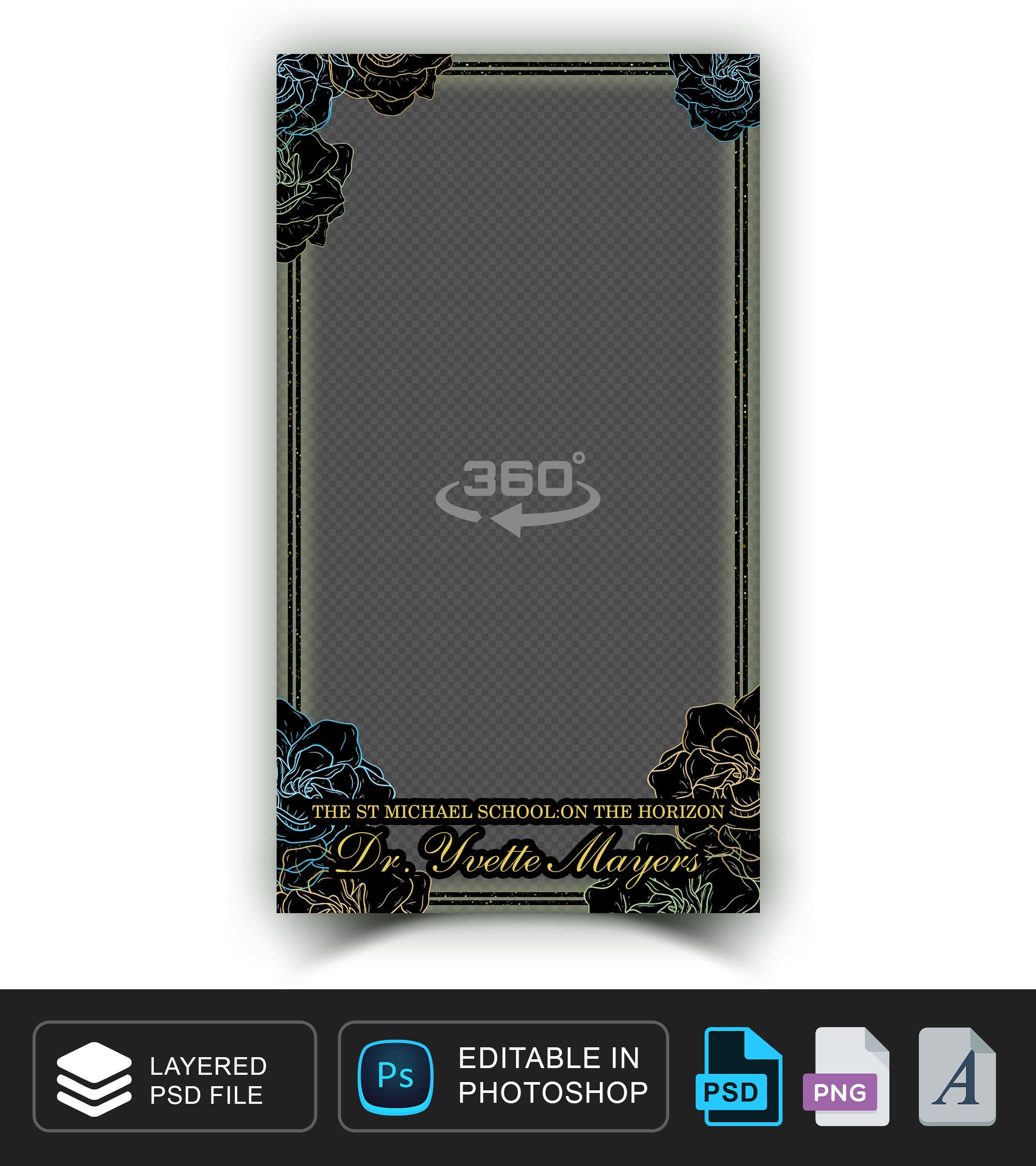 360 overlay, photobooth template for WEdding, Birthday