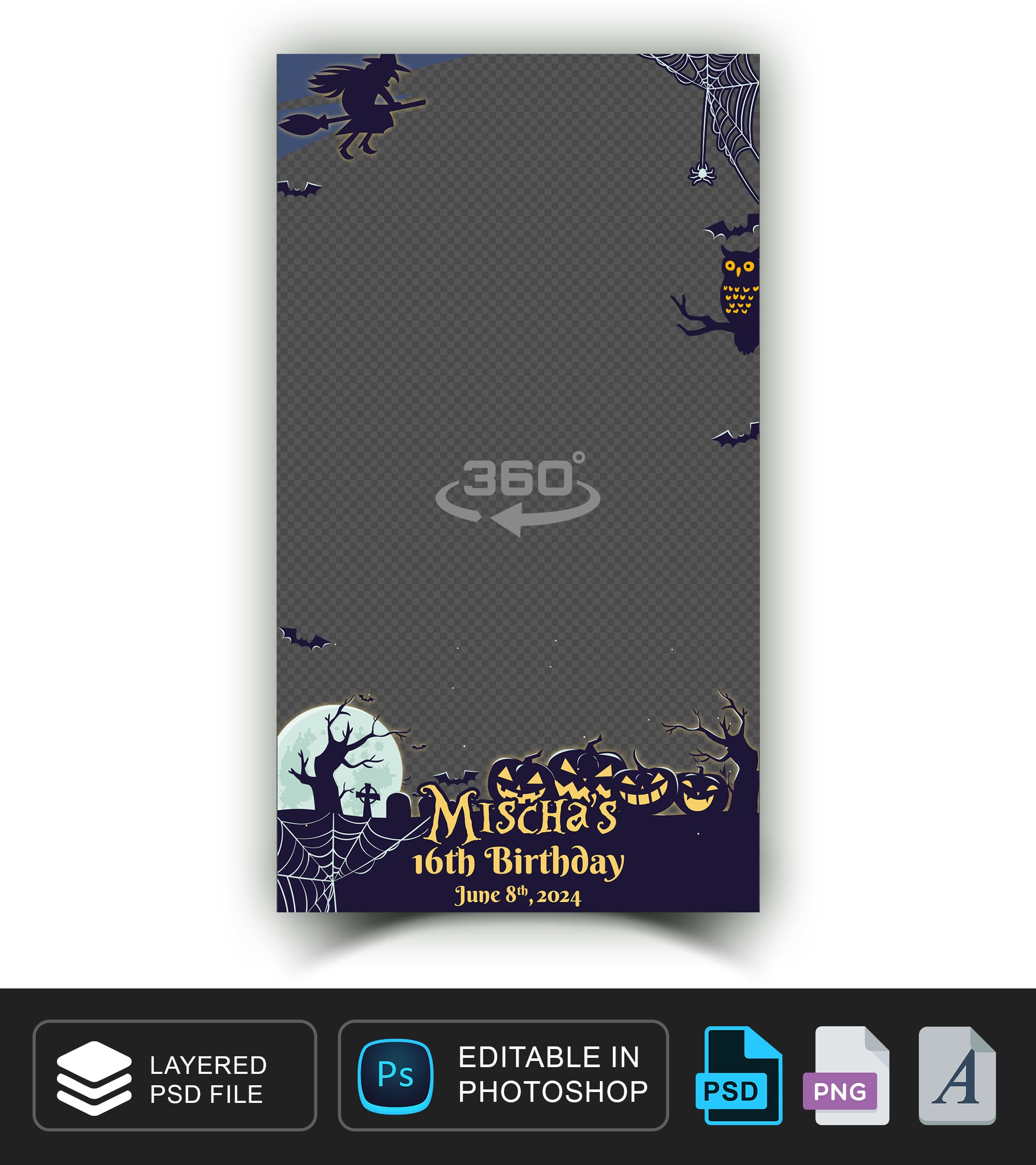 360 overlay, photobooth template for Halloween 2025