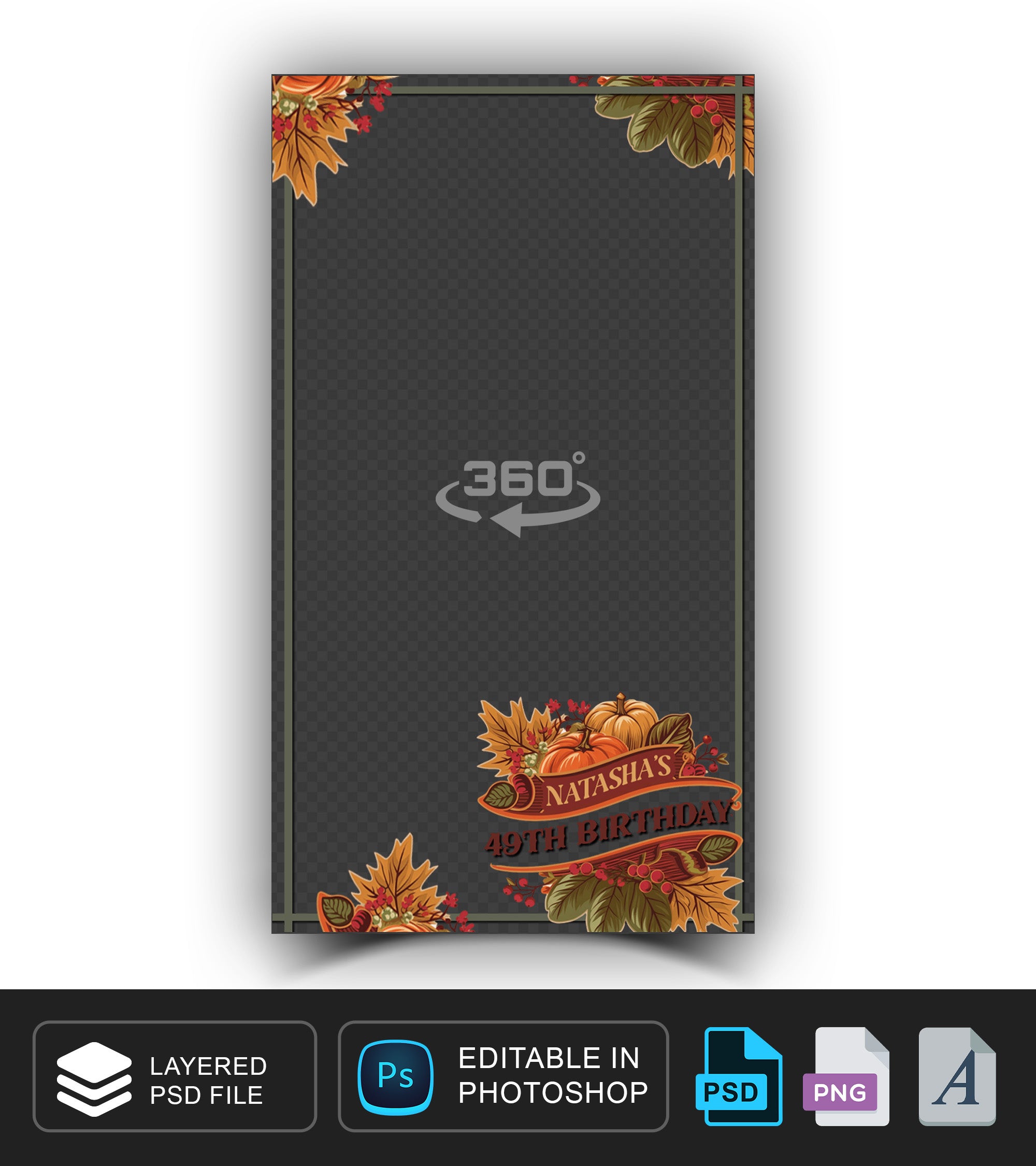 360 overlay, photobooth template for Thanksgiving, Fall