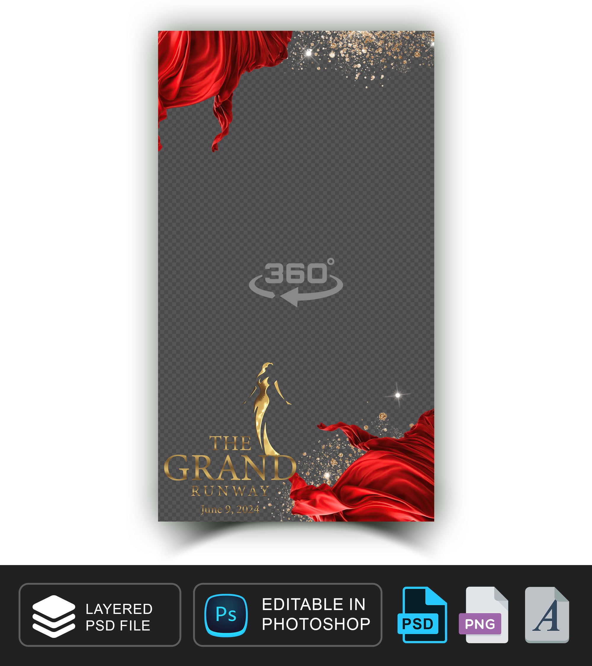 360 overlay, photobooth template for Glamour celebration, red carpet
