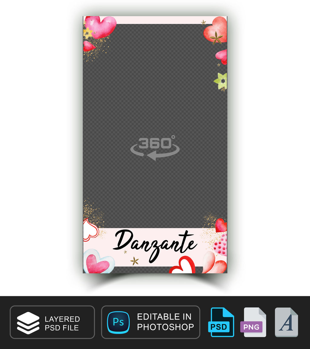 360 overlay, photobooth template for Birthday, Anniversery, Valentine