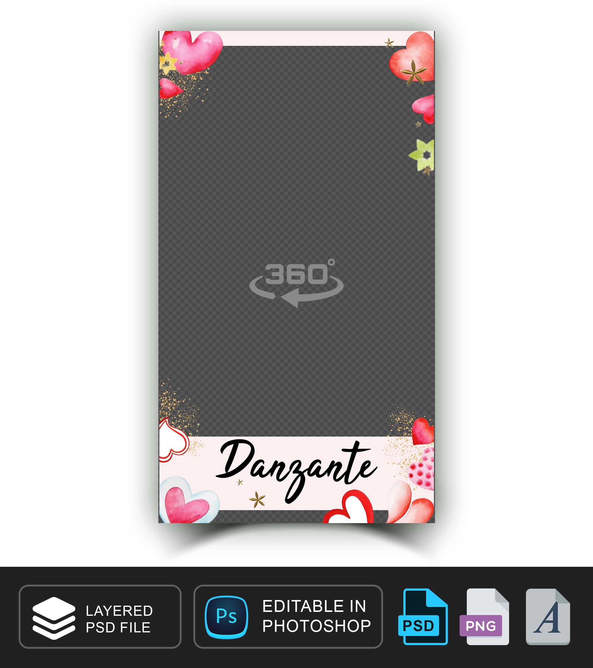 360 overlay, photobooth template for Birthday, Anniversery, Valentine
