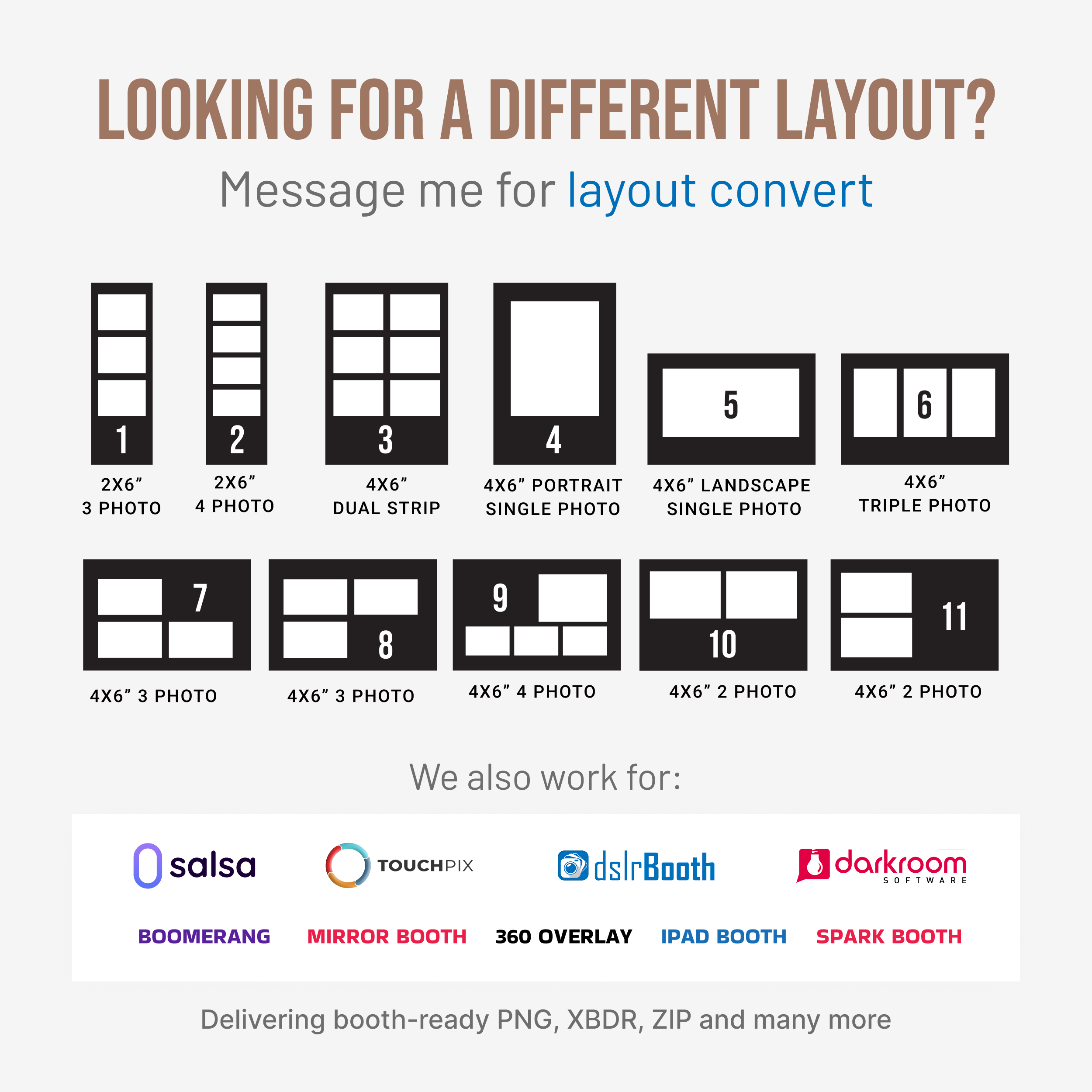 Custom Order Photo Booth Template Design- 2x6, 4x6, Portrait, Landscape, Mirror Booth, 360 Overlay, Salsa, Touchpix, Darkroom, DSLR Booth & Others