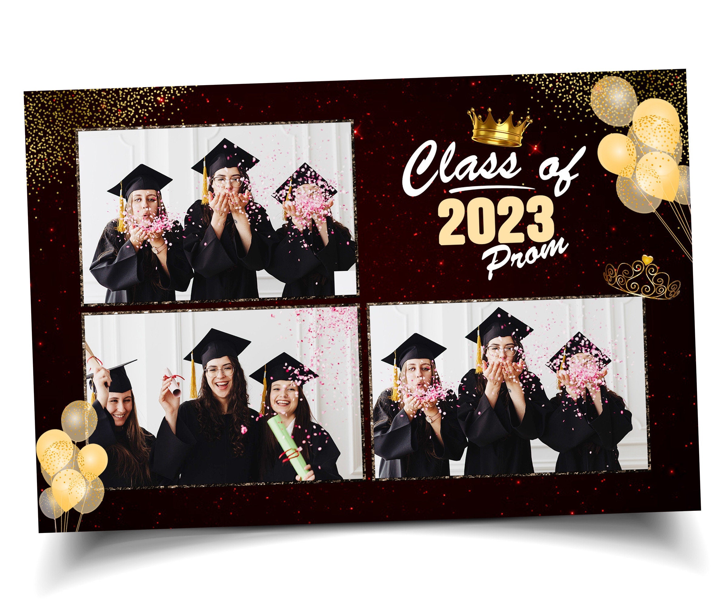 Graduation Prom Ceremony Class of 2023 Photobooth Template, Prom party, prom night for photo booth 4x6 postcard png overlay psd, with font