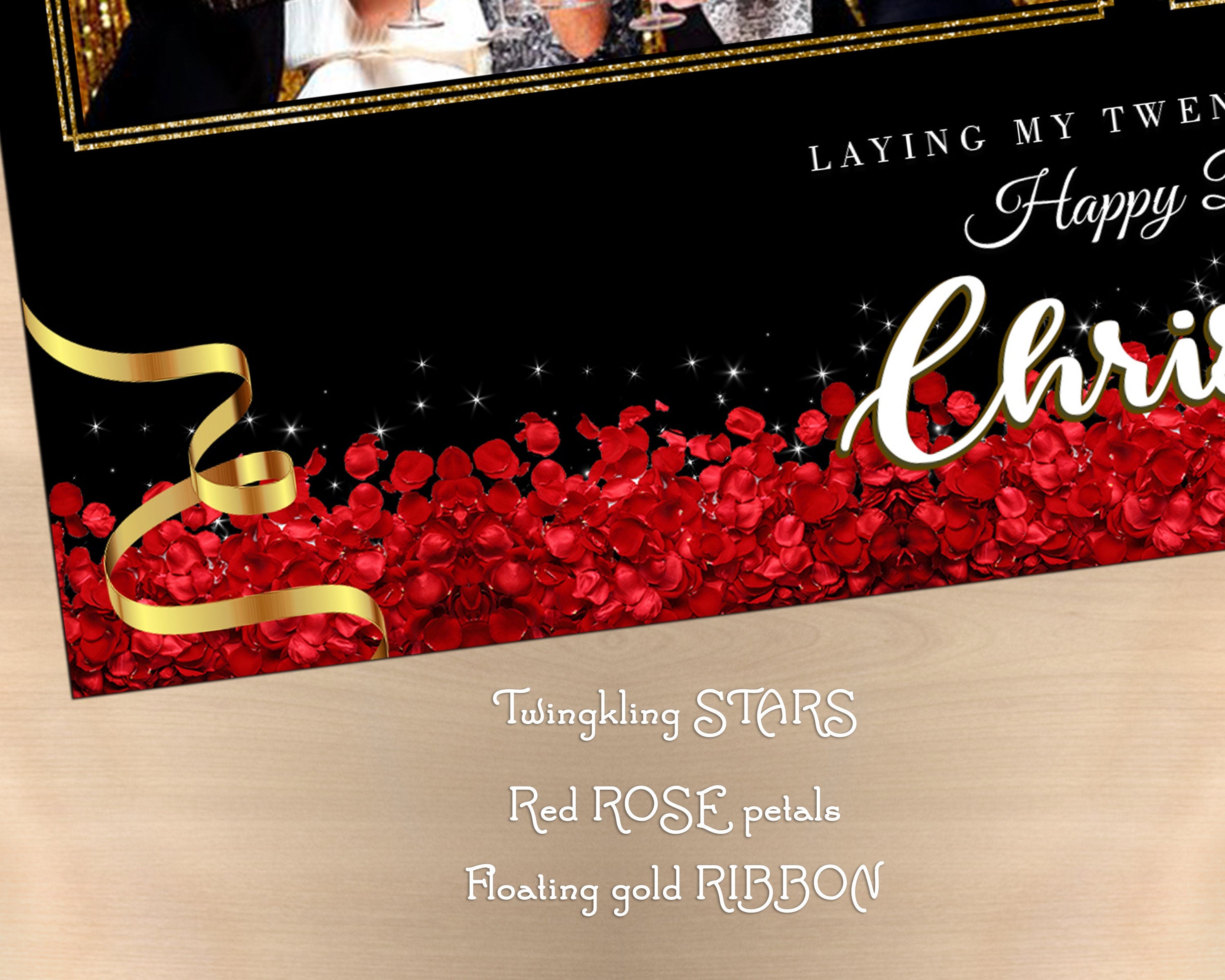 Photo booth template birthday wedding bridal shower photo booth template red rose floral template sweet16 quinceanera 4x6
