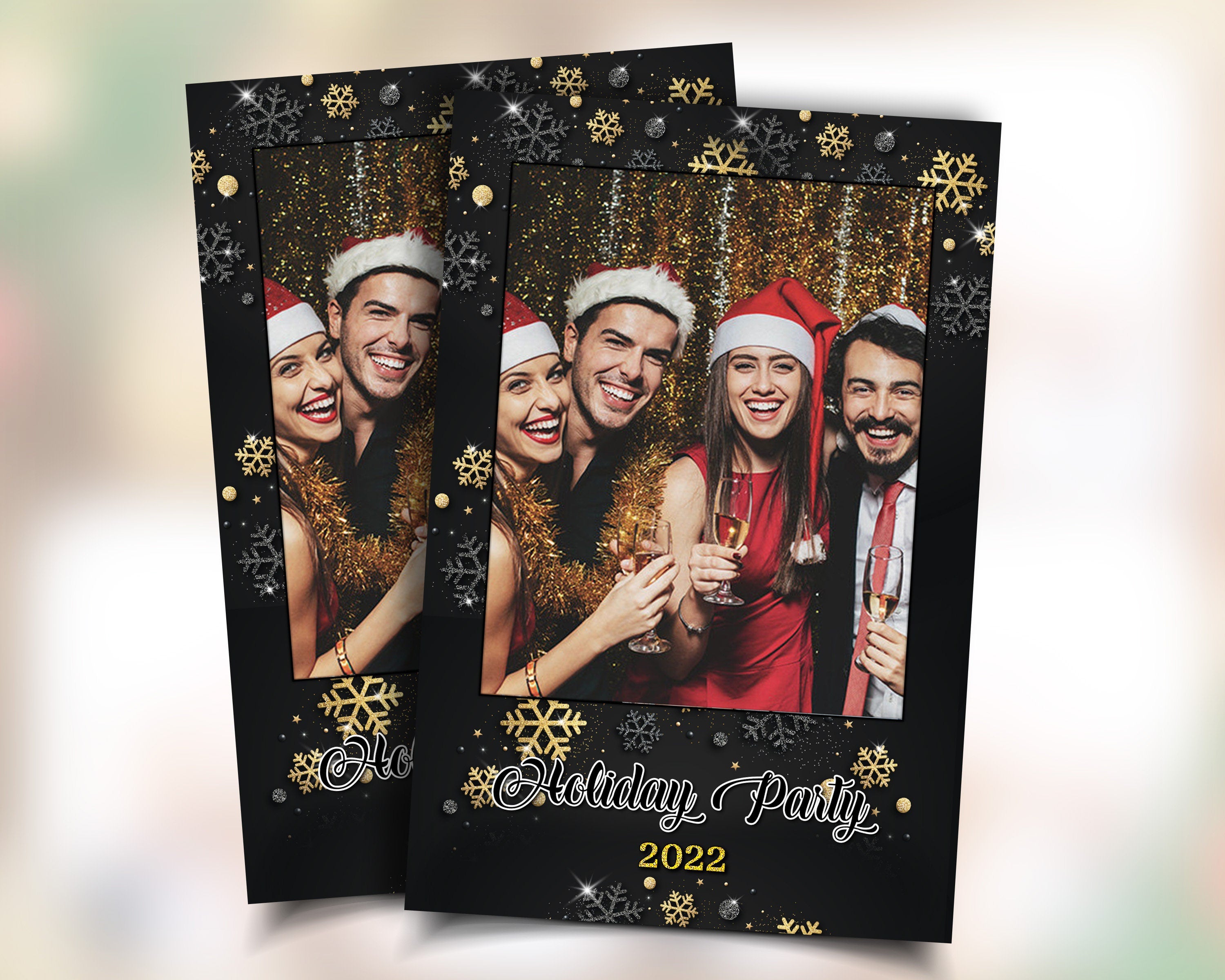 Snowflakes Christmas Photo Booth Holiday Photobooth Merry Christmas and New Year Xmas