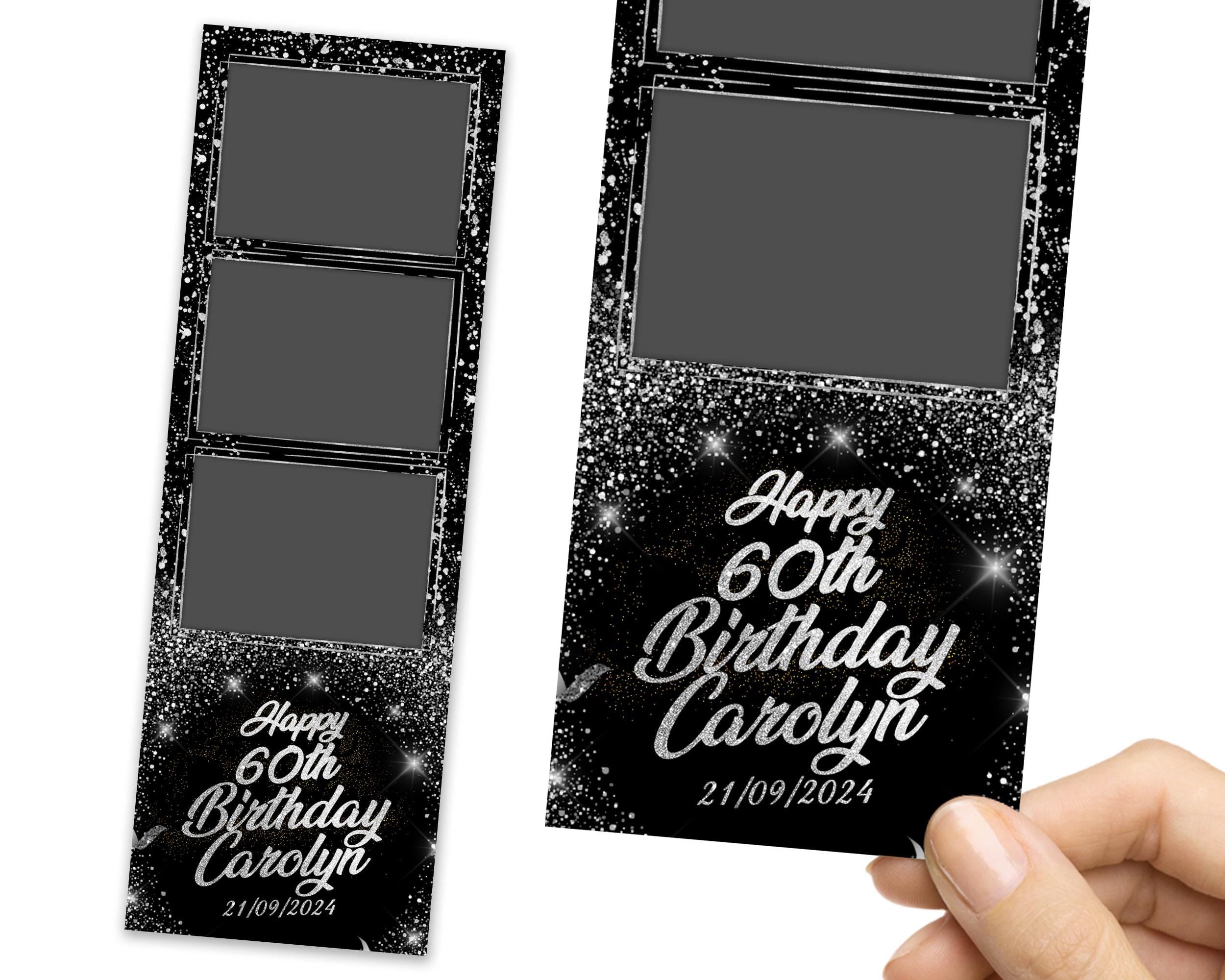Birthday Photobooth Template, Birthday Party Photo Booth Template, Silver, Sparkle, Glitter, 2x6 Strip 667