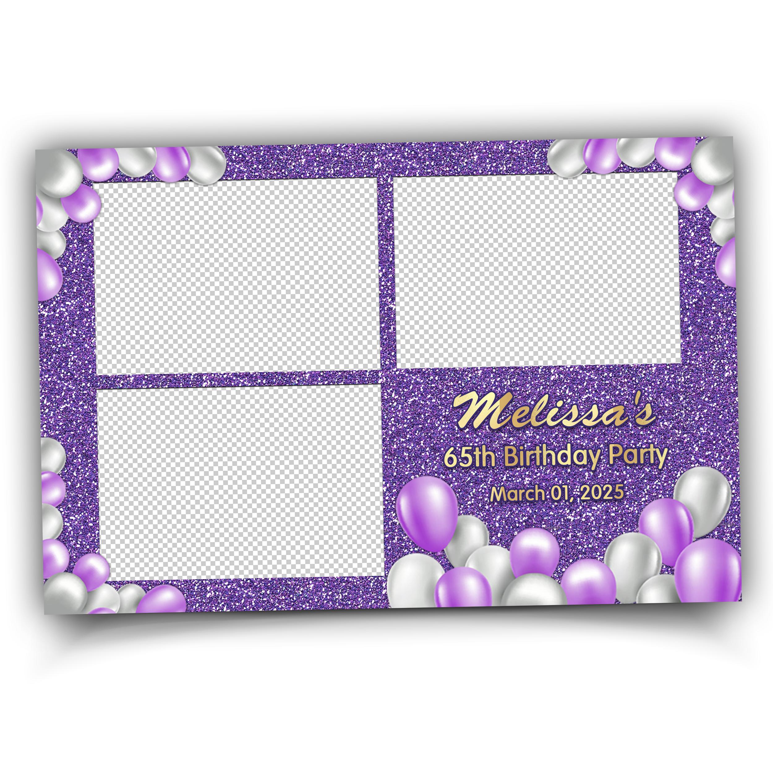 Purple Birthday Photo Booth Template, Sweet 16, Mis Quince Photobooth Template, Quinceanera, XV, Bday, Balloon, Quinceañera