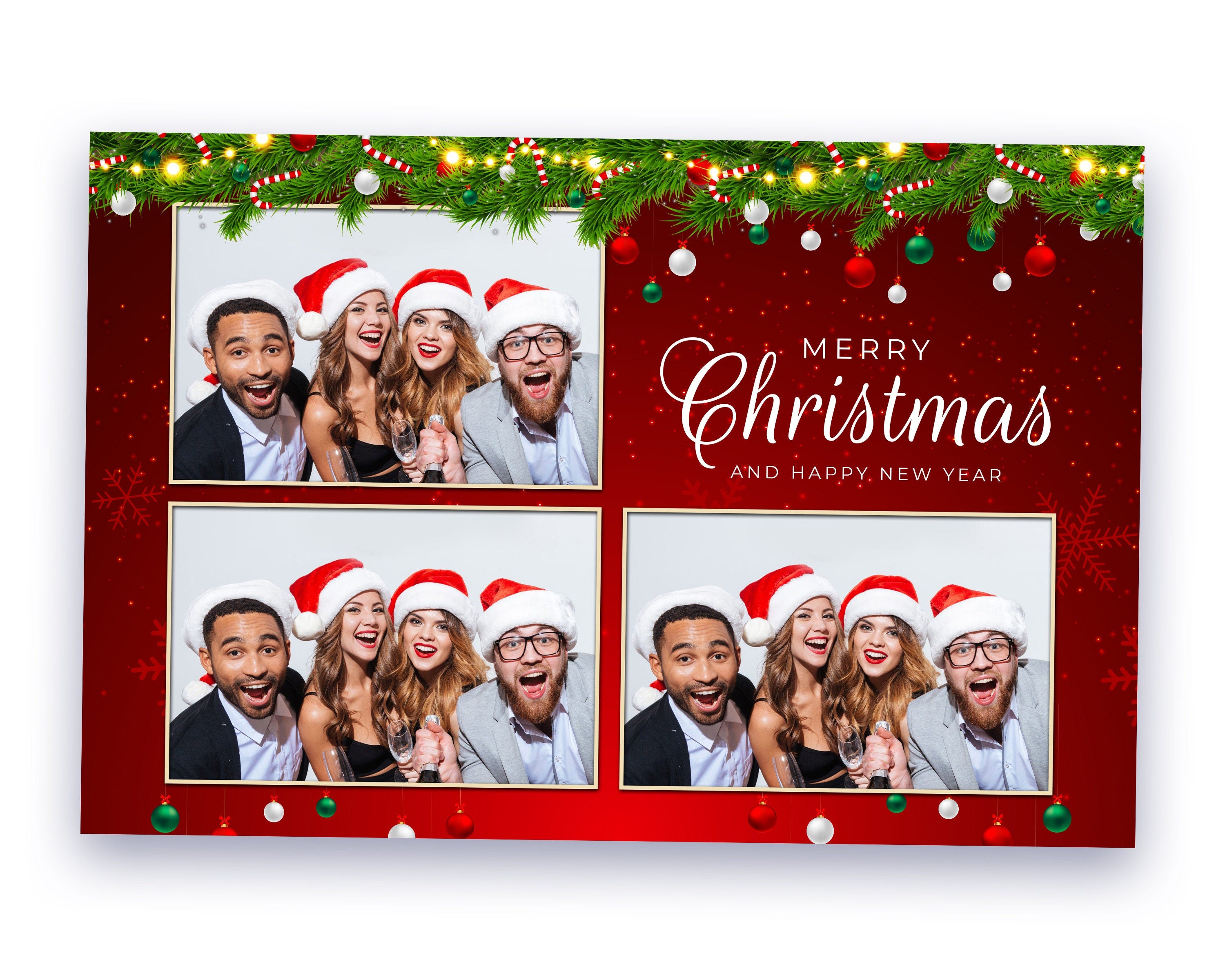 Christmas Photo Booth Template Merry Christmas and New Year 4x6 Photobooth Template